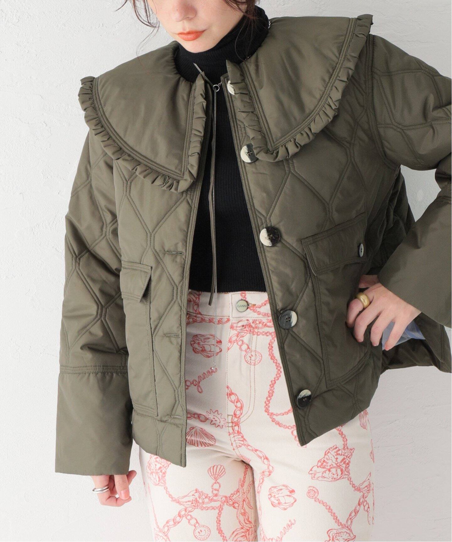 GANNI / ガニー】 Recycled Ripstop Quilt Frill Colla：ブルゾン  
