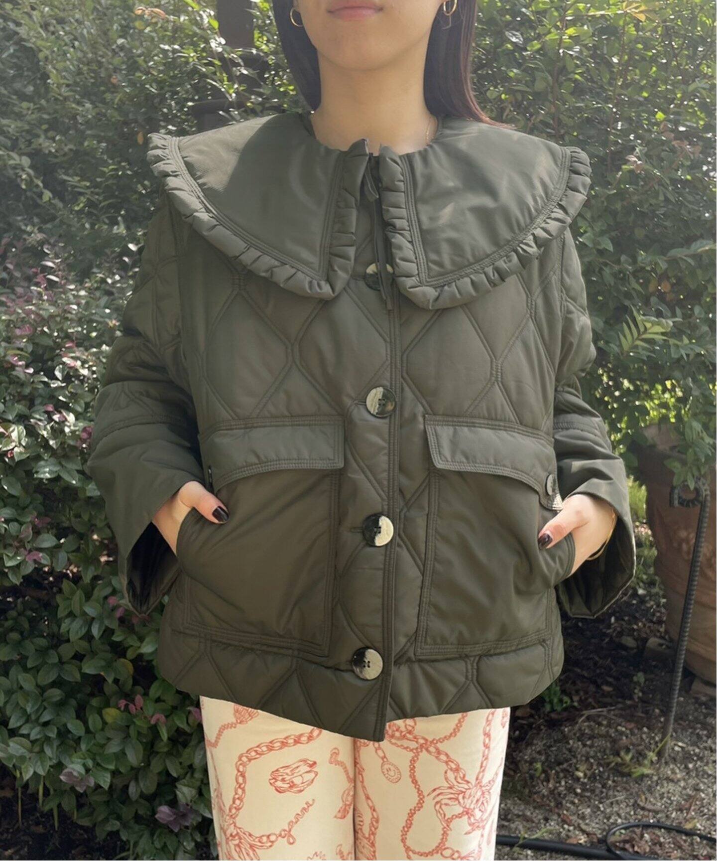 GANNI / ガニー】 Recycled Ripstop Quilt Frill Colla：ブルゾン  