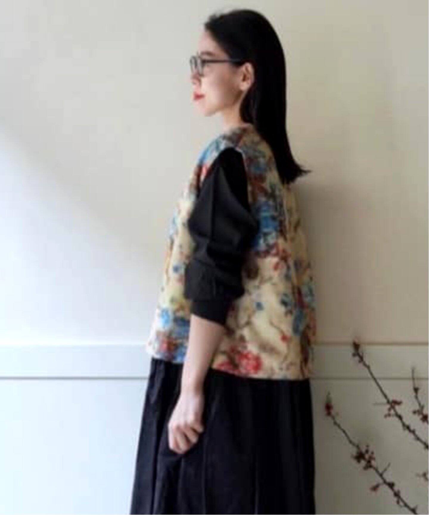 Khadi ＆ Co/カディ&コー】FLOWER PRINETD GILLET-ARUM（ベスト 