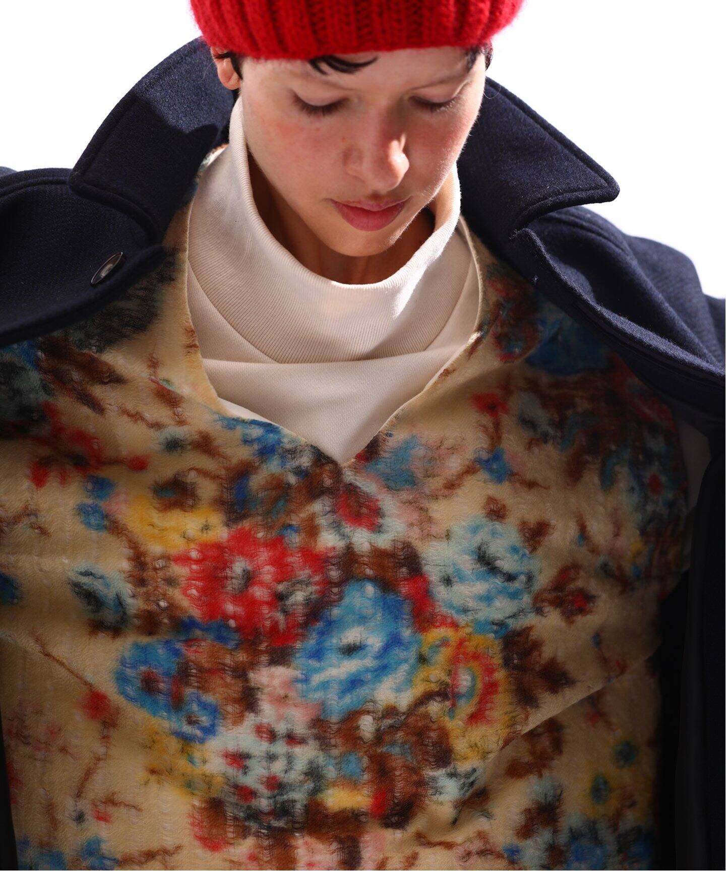 Khadi ＆ Co/カディ&コー】FLOWER PRINETD GILLET-ARUM（ベスト 