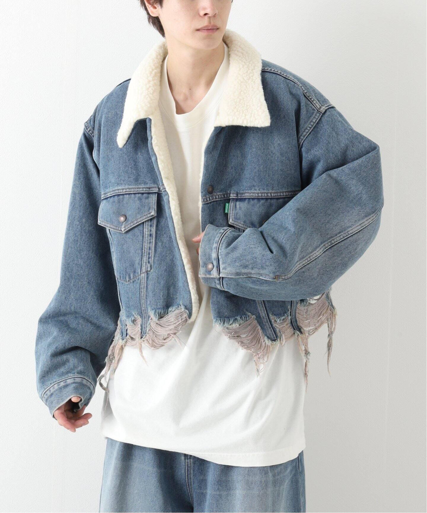 doublet / ダブレット】RECYCLE DENIM CUT-OFF BOA JACKET（デニム  