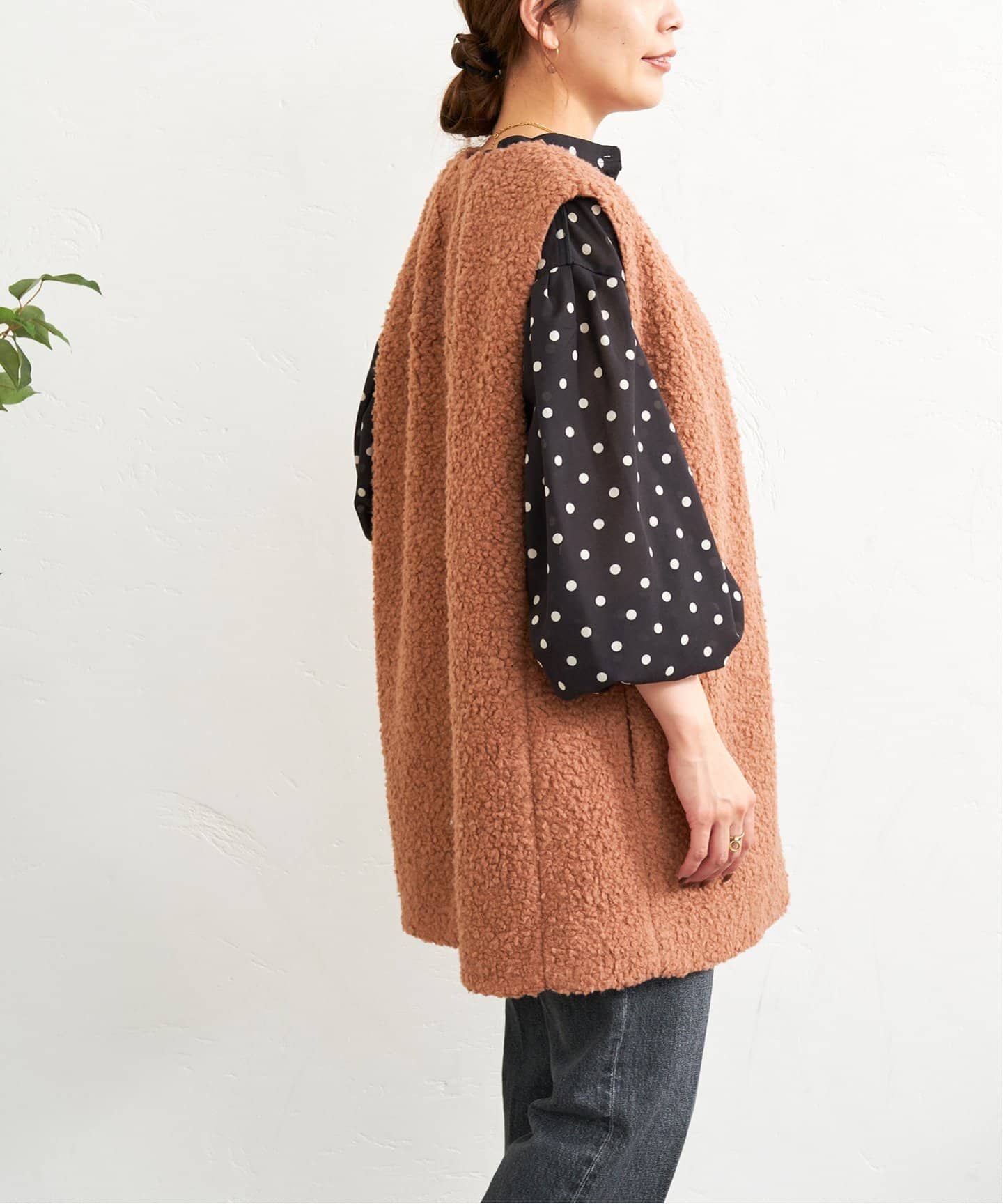 mal.rerere ブラウン フリース ボア ノースリーブベスト 新品タグ付き mal.rerere ブラウン フリース ボア ノースリーブベスト 新品