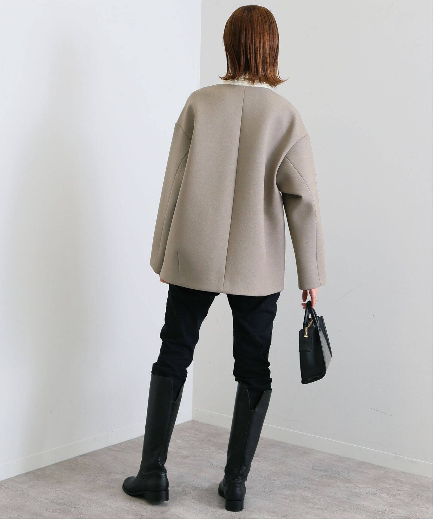 ボンディングノーカラーブルゾン（ノーカラーコート）｜SLOBE IENA  