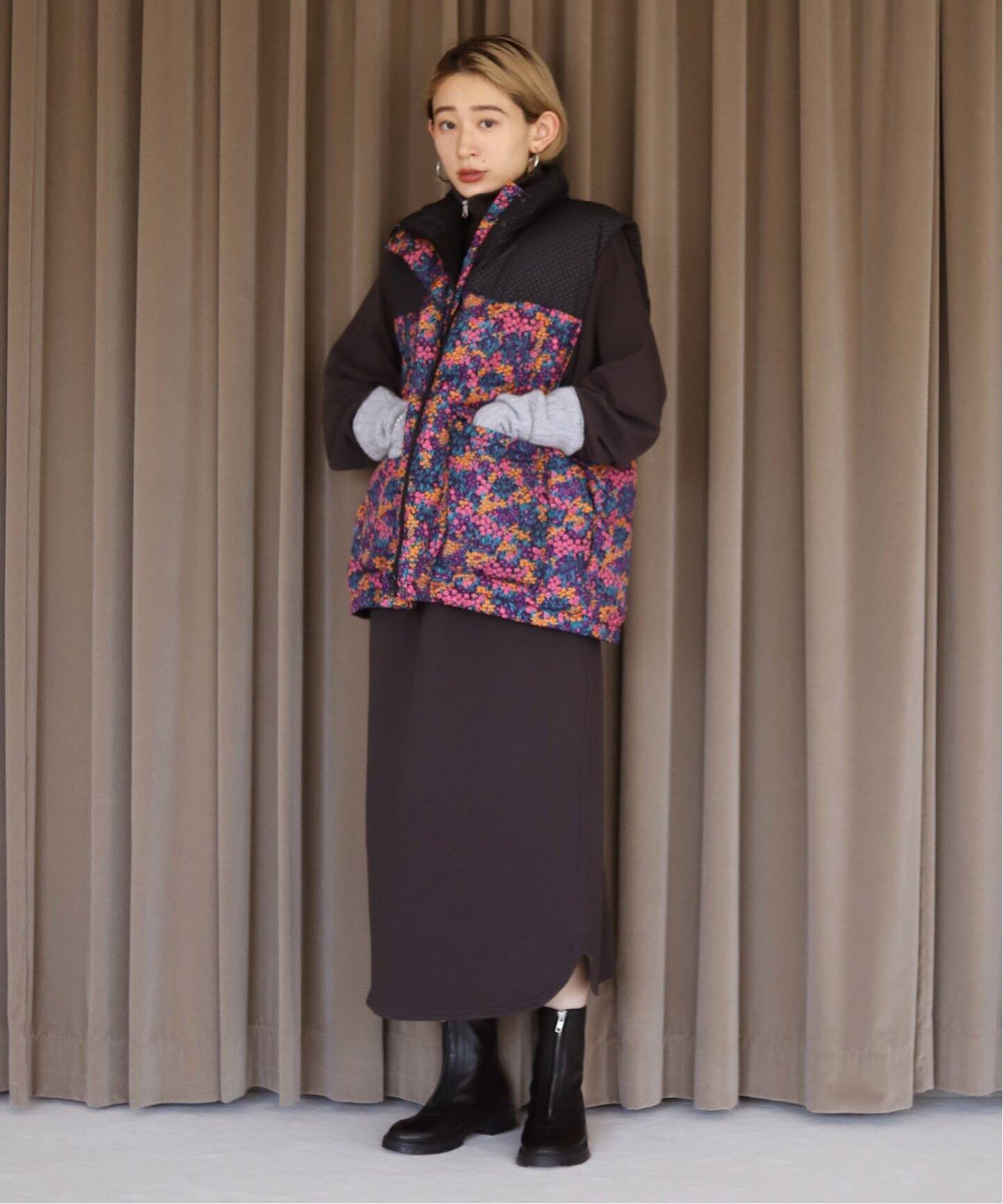 SLOBE citron.マルチパターンダウンベスト（その他ブルゾン／アウター  