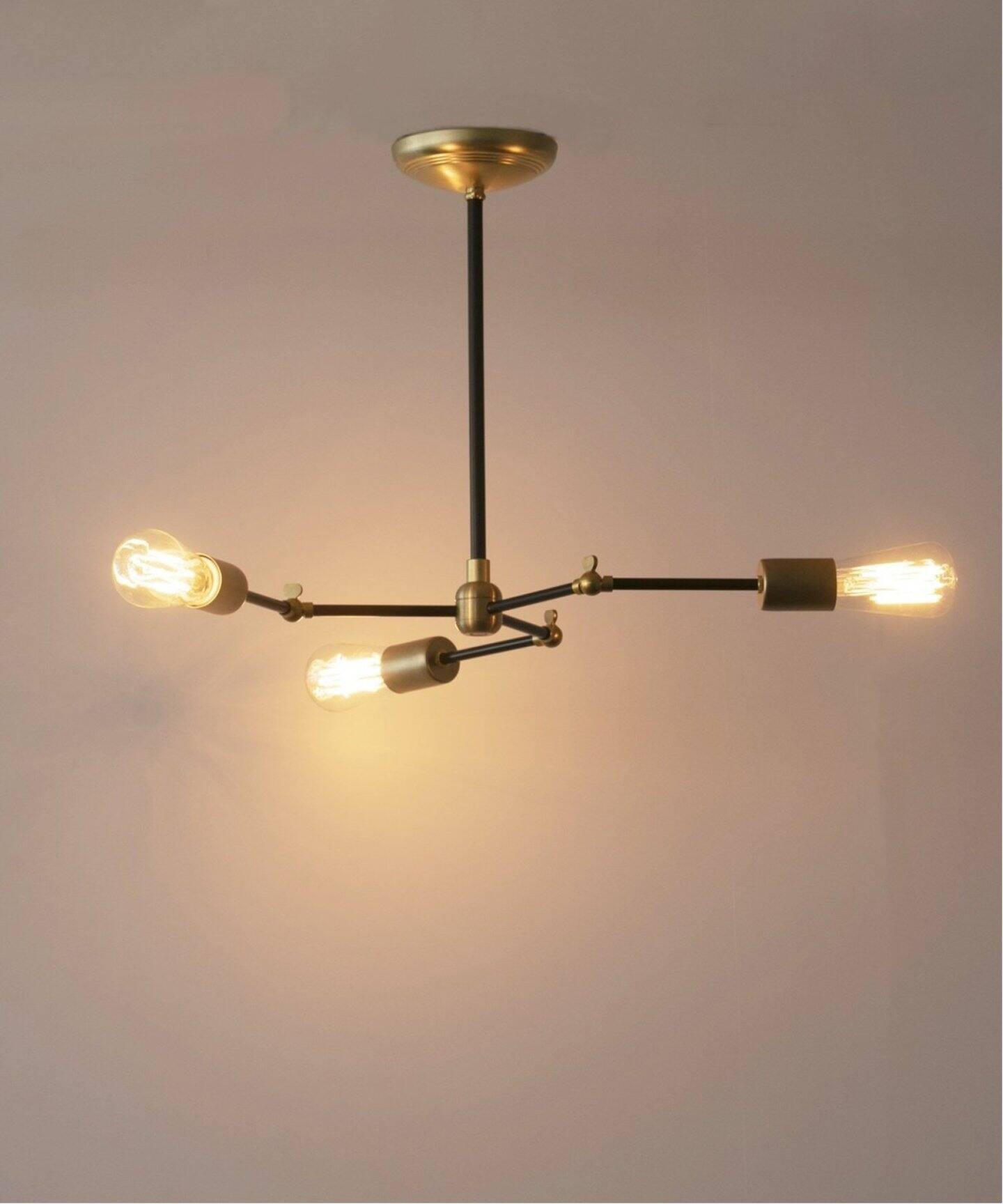 予約》SOLID BRASS LAMP 3ARM BLACK ソリッドブラスランプ（照明 