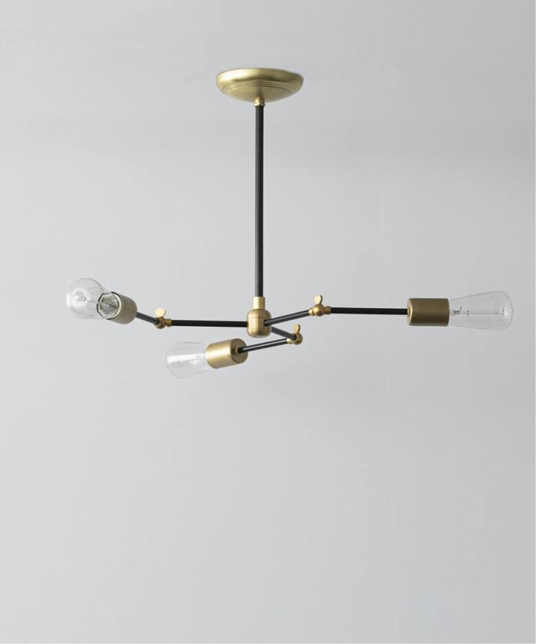 予約》SOLID BRASS LAMP 3ARM BLACK ソリッドブラスランプ（照明 