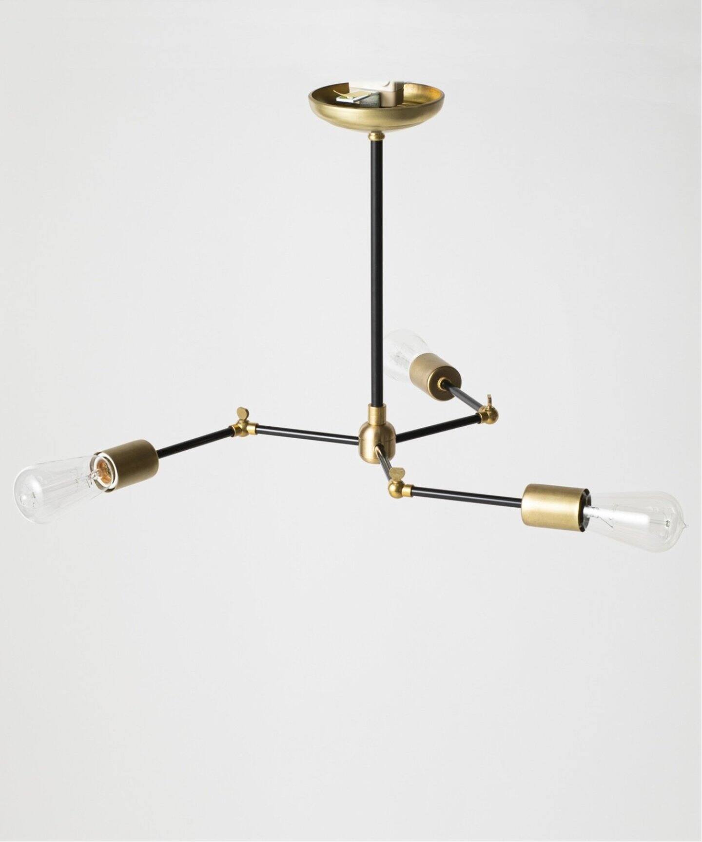 予約》SOLID BRASS LAMP 3ARM BLACK ソリッドブラスランプ（照明 