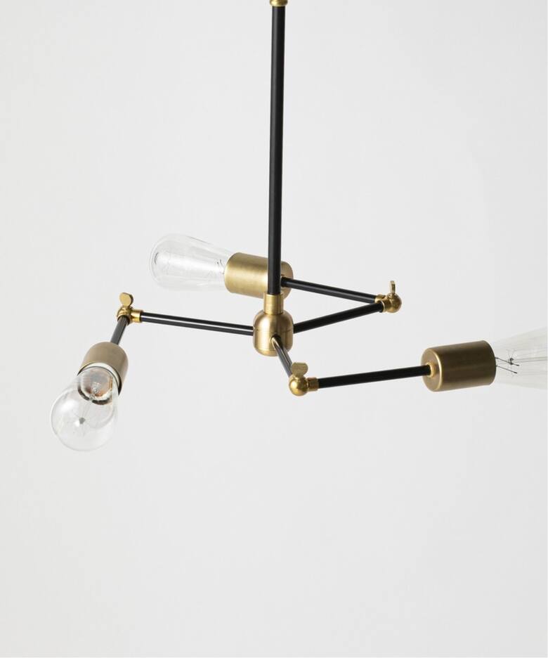 予約》SOLID BRASS LAMP 3ARM BLACK ソリッドブラスランプ（照明 