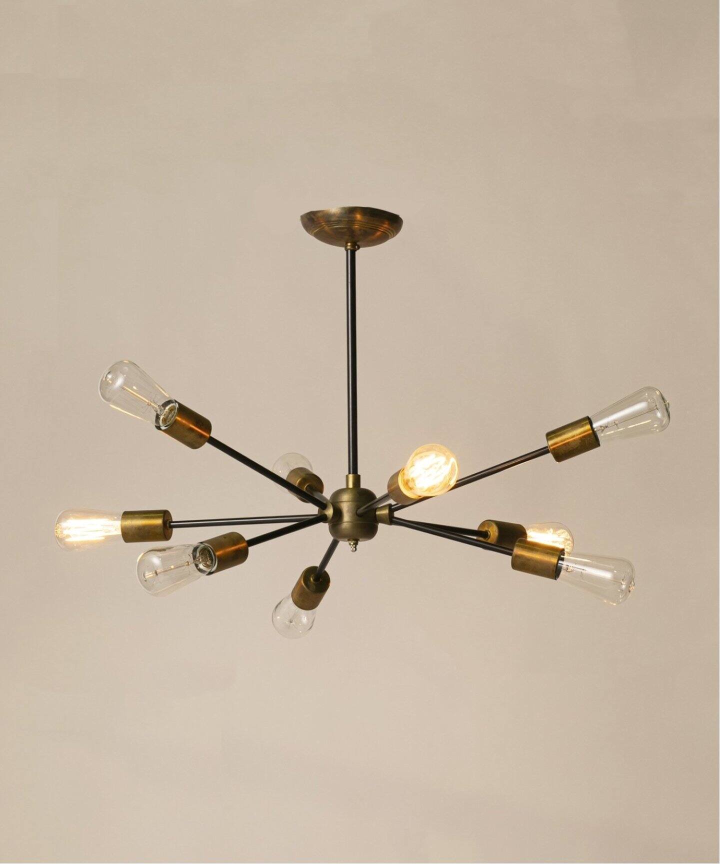 予約*》SOLID BRASS LAMP 9ARM 3way BLACK ソリッドブラス（照明 