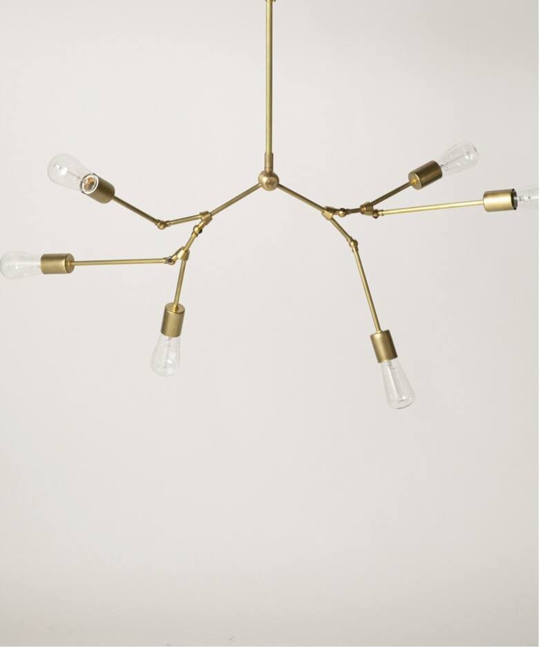 予約》SOLID BRASS LAMP 6ARM CHANDELIER ソリッドブラスランプ（照明）｜ACME Furniture（アクメ