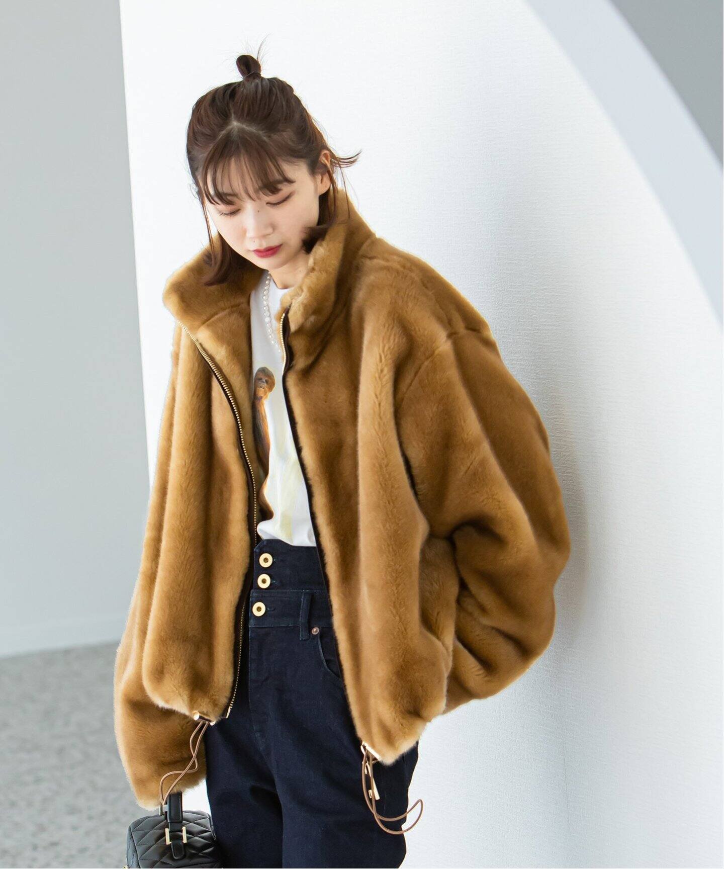 ボンポワン☆フェイクファーコート☆size8 新しく 