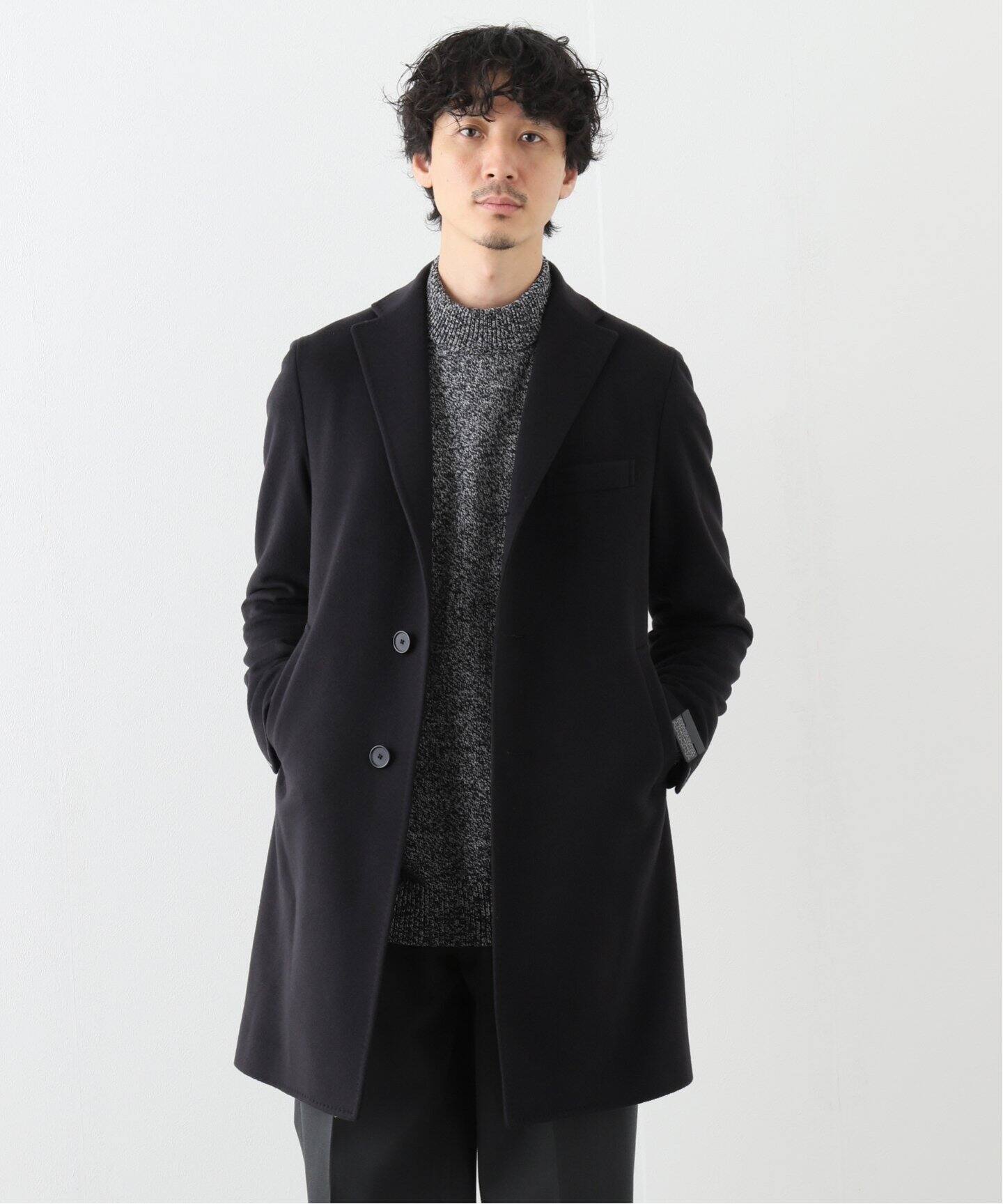 TAGLIATORE ネイビー ウールカシミアチェスターコート タリアトーレ 荒削り 