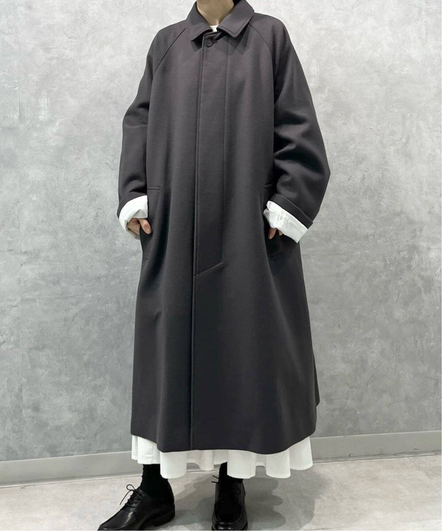 ATON/エイトン】SUPER 160S BALMACAAN COAT（ステンカラーコート 