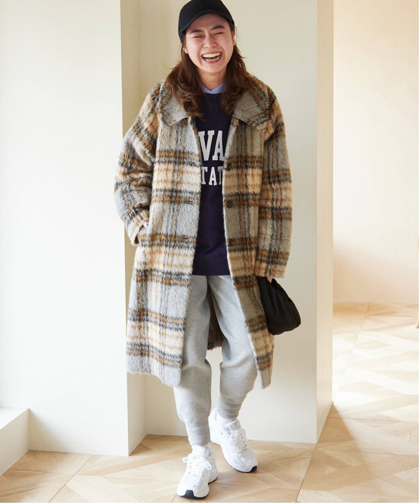 シャギーチェックステンカラーコート（ステンカラーコート）｜JOURNAL  