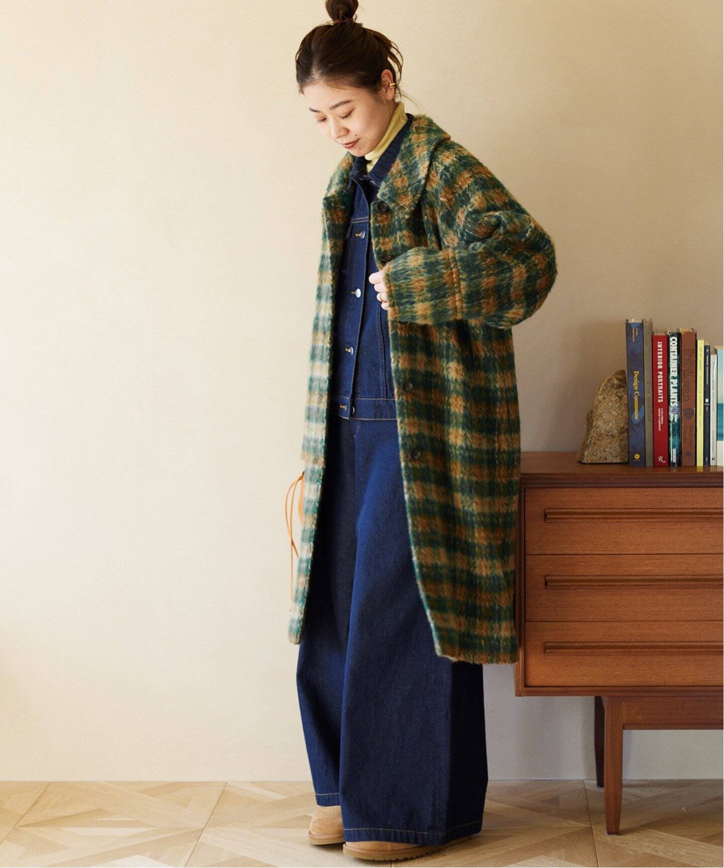 シャギーチェックステンカラーコート（ステンカラーコート）｜JOURNAL  