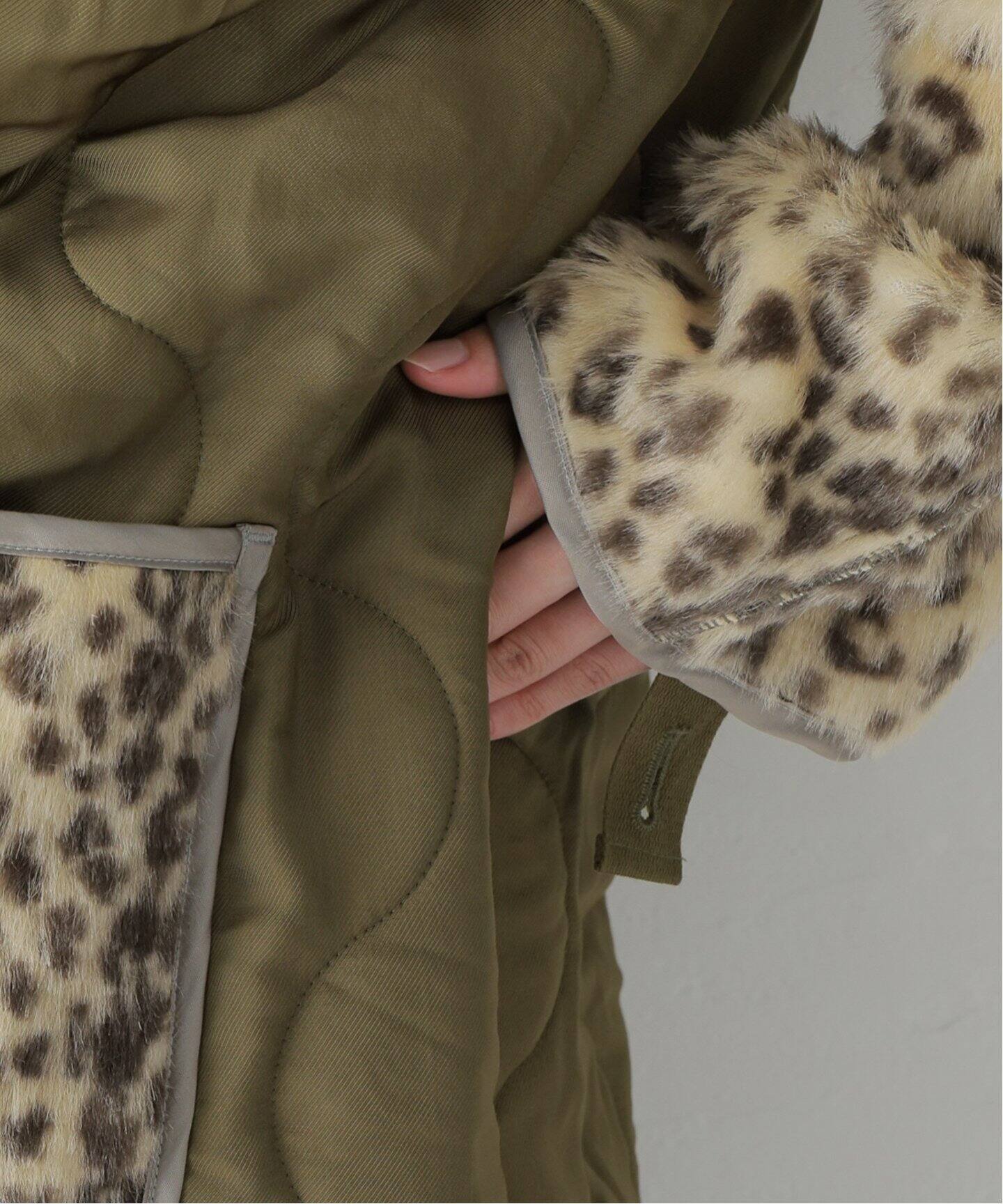 STAND ALONE/スタンド アローン】LEOPARD MILITARY QUITED コート 