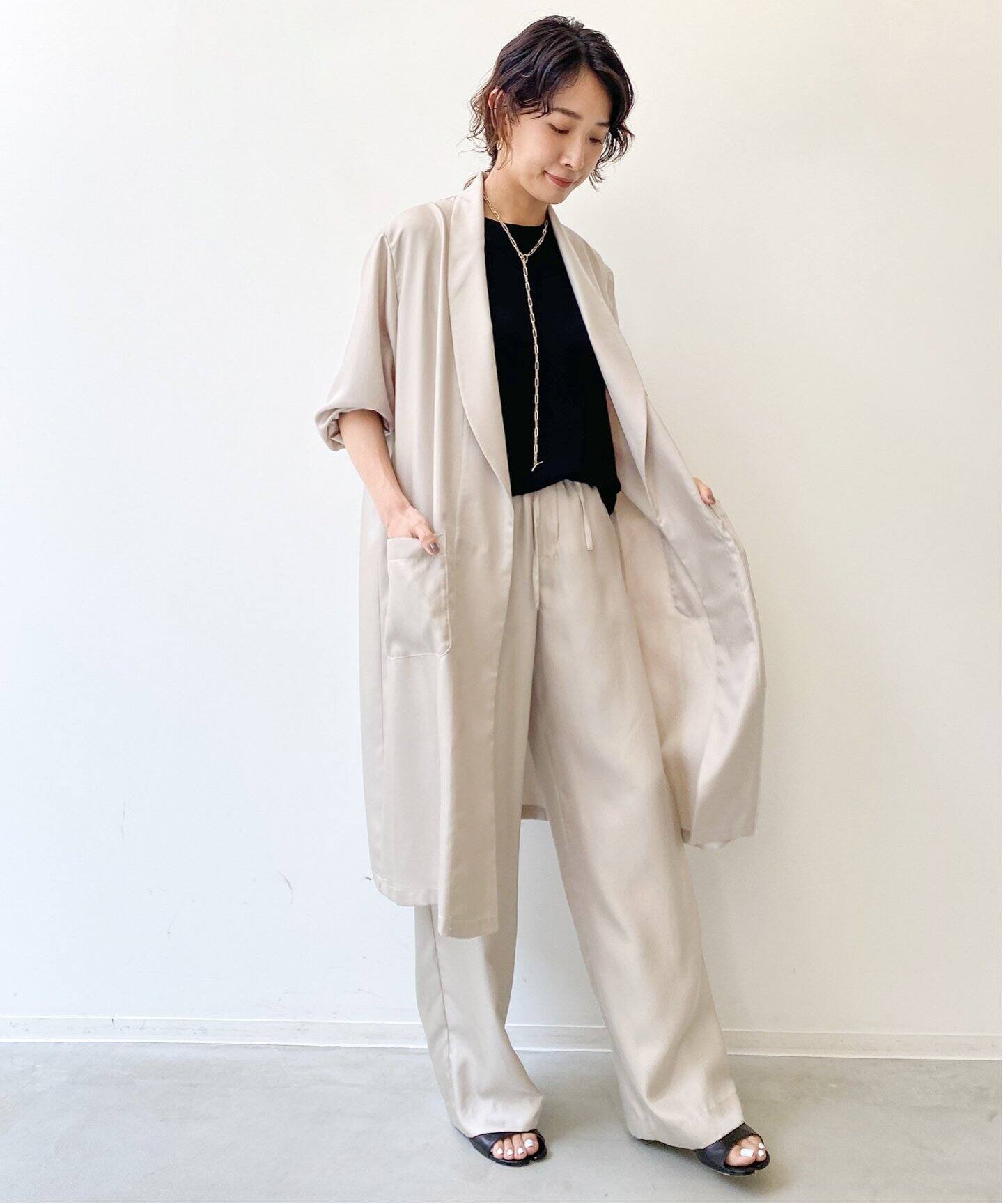 Shawl Collar Satin Gown（その他ブルゾン／アウター）｜L 