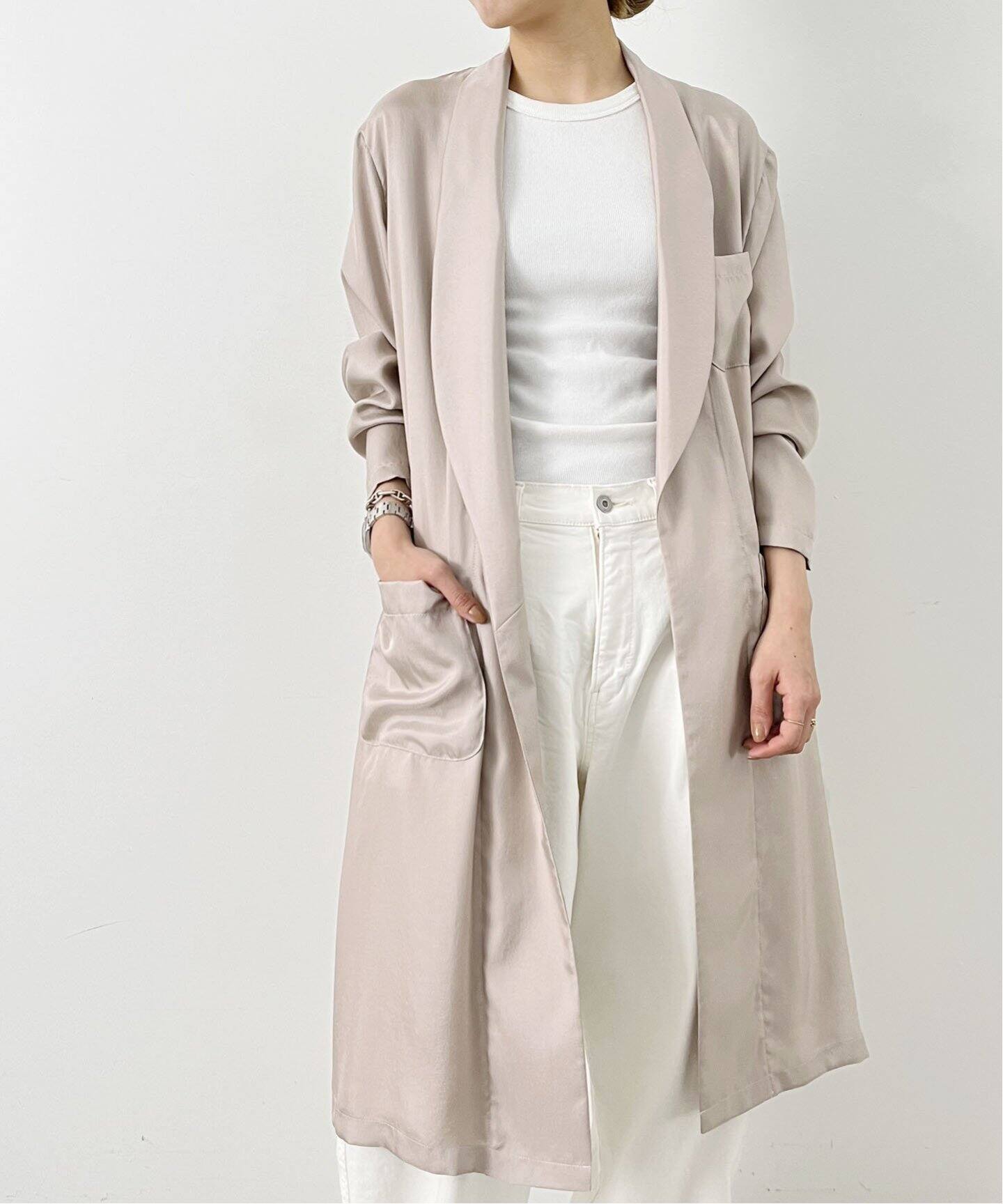 Shawl Collar Satin Gown（その他ブルゾン／アウター）｜L 