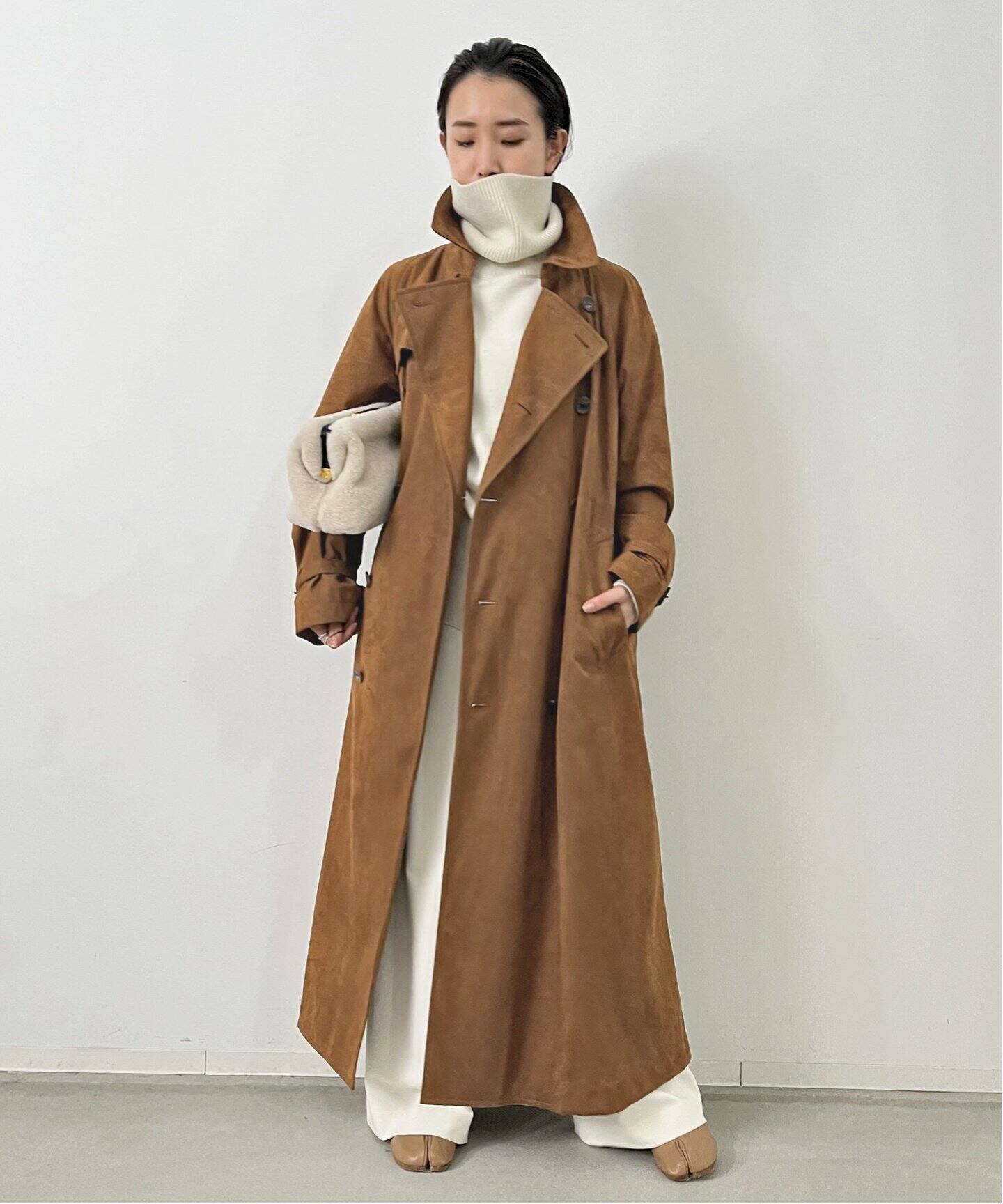 artificial suede trench coat（トレンチコート）｜L 