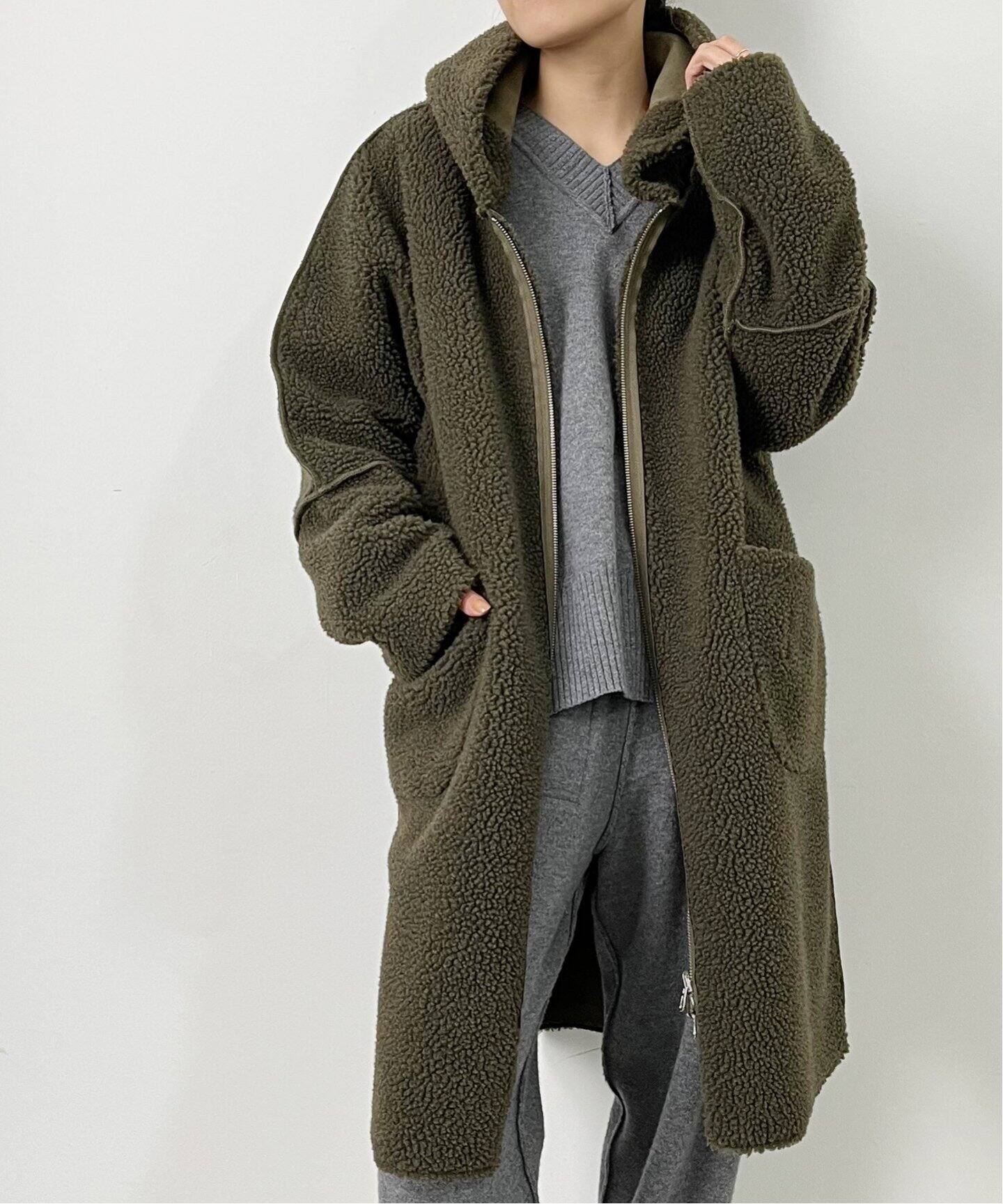 Lou Andrea/ルーアンドレア】Mouton Fake Hood Coat（その他ブルゾン  