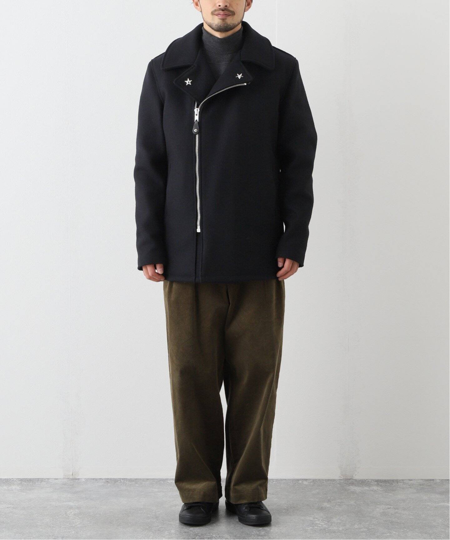 美品 Schott ショットメルトン ウール なくな Pコートジャケット/ オリーブ