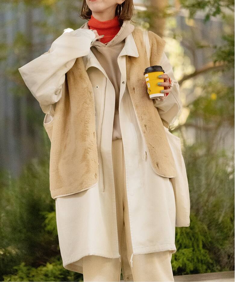 オーバーサイズモッズコート with ファーライナー（モッズコート  