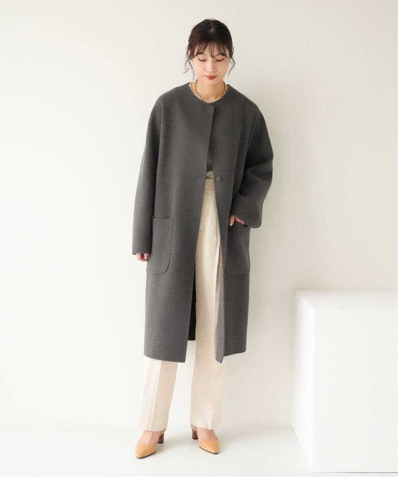 ノンミュールジングウール リバーコート（ノーカラーコート）｜IENA  