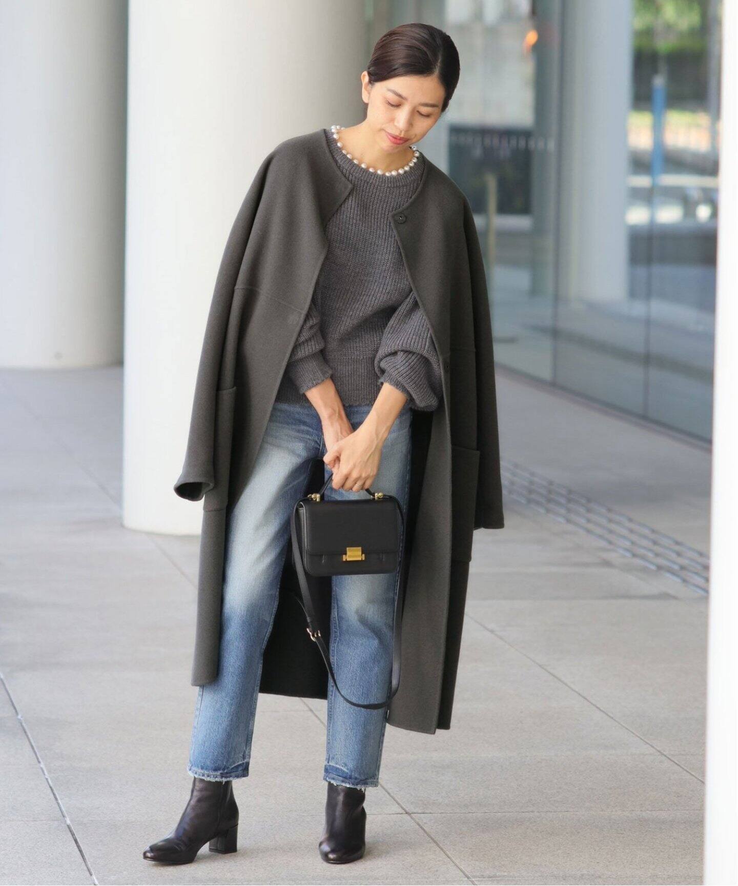 追加》ノンミュールジングウールリバーコート（ノーカラーコート  