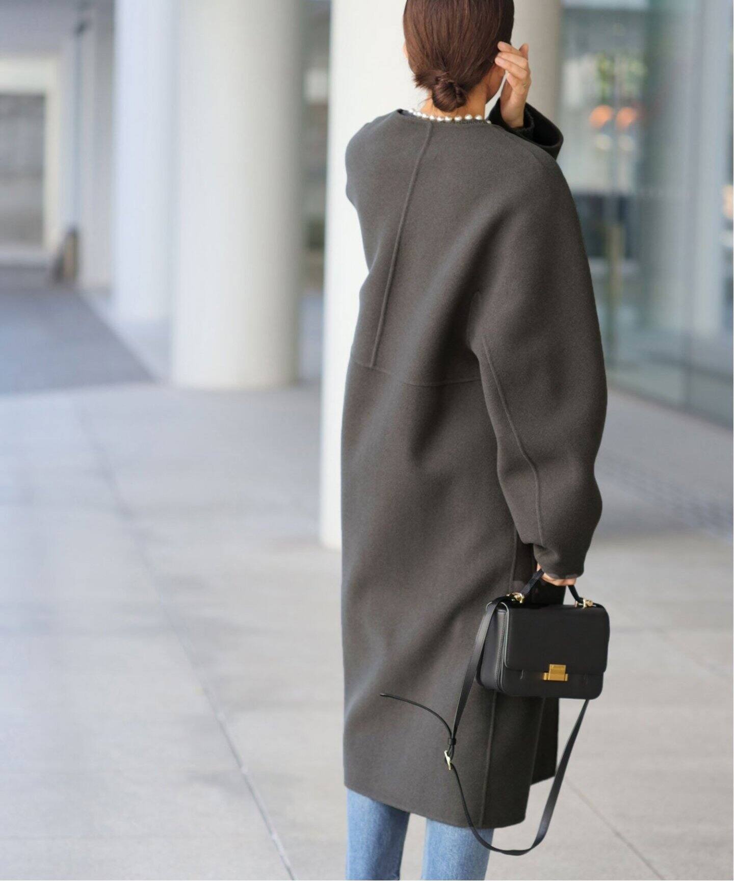 追加》ノンミュールジングウールリバーコート（ノーカラーコート  