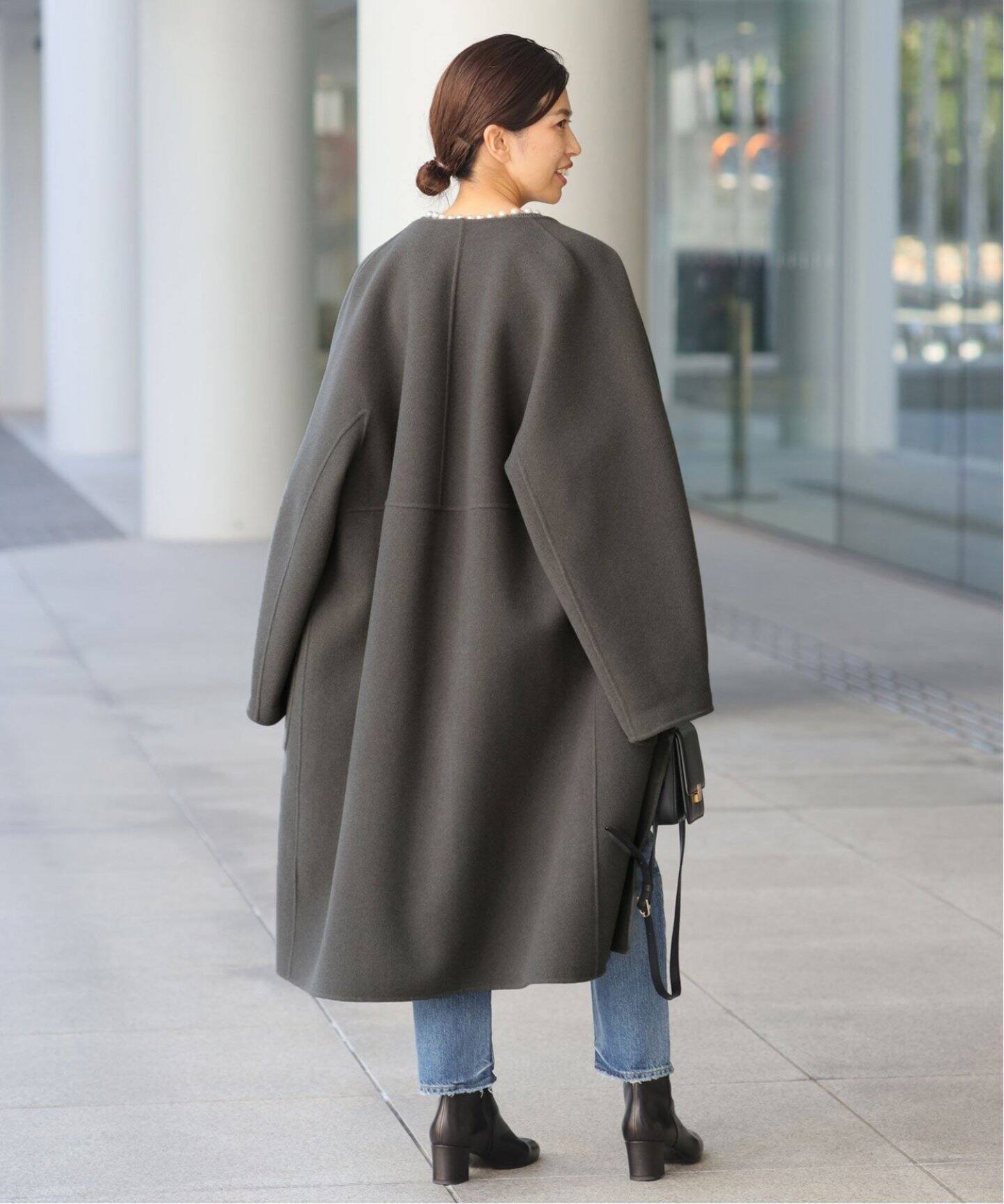 追加》ノンミュールジングウールリバーコート（ノーカラーコート  