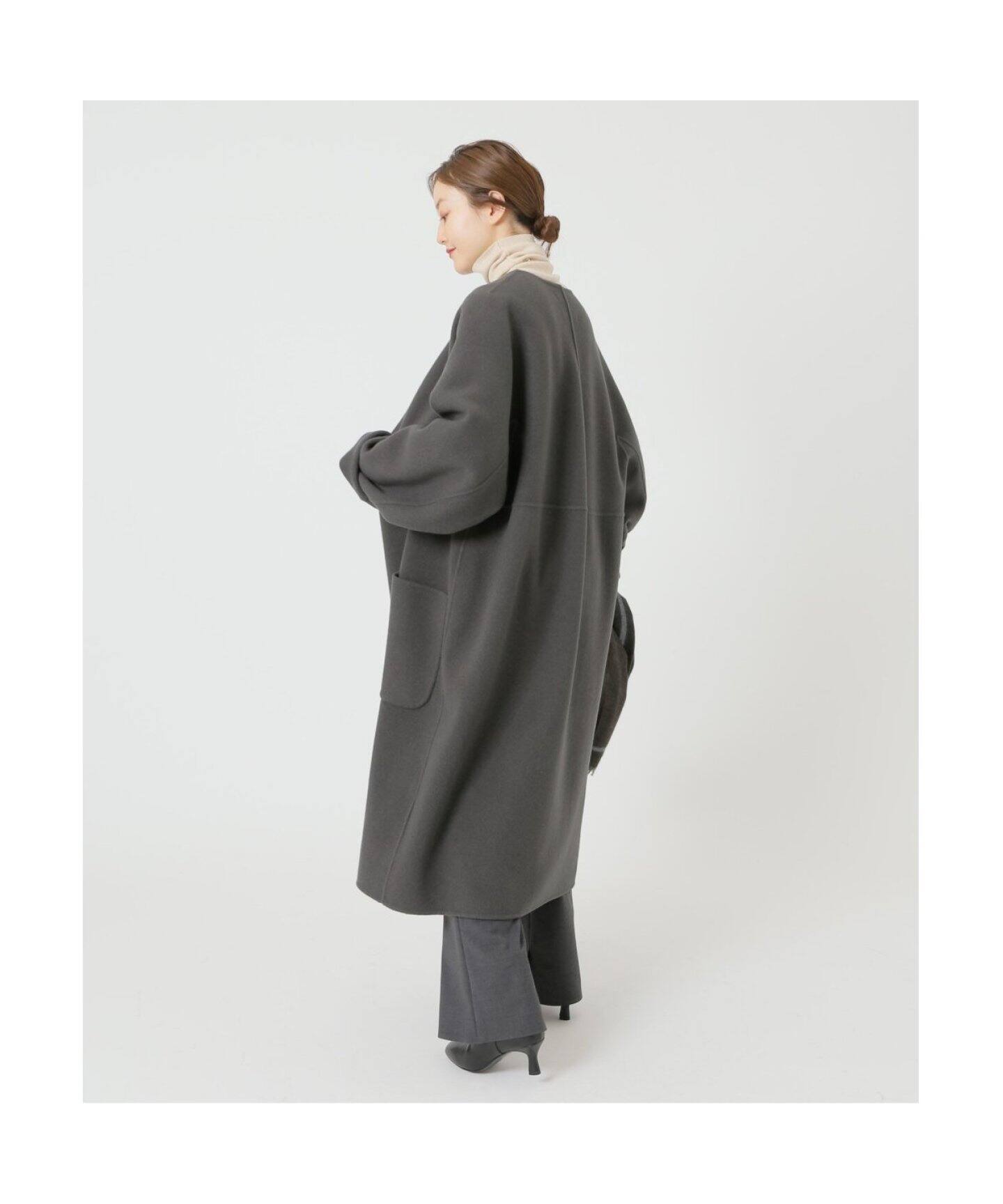 追加》ノンミュールジングウールリバーコート（ノーカラーコート  