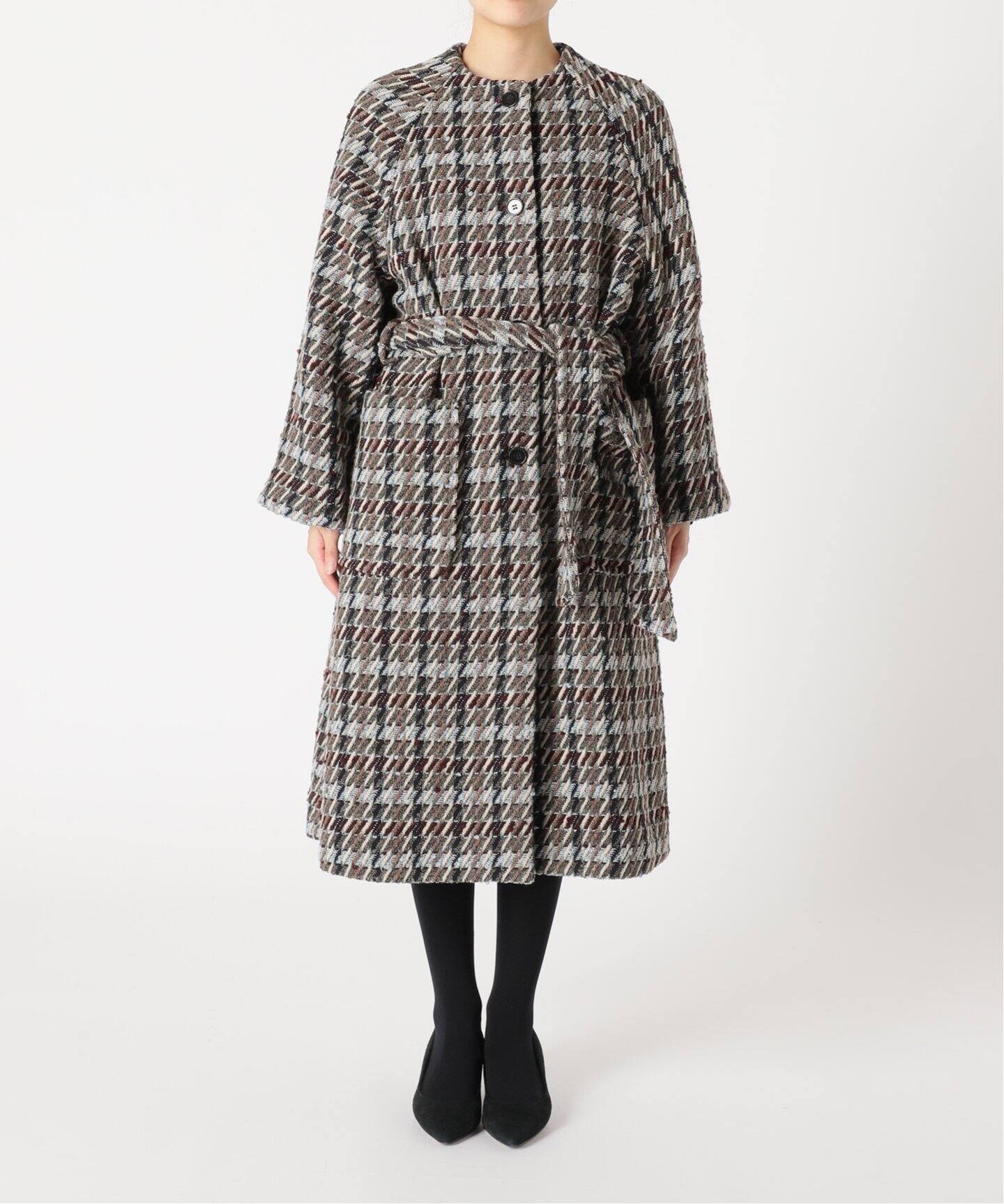 IENA LA BOUCLE GIOLICA ツイードクルーネックスリットコート（その他 