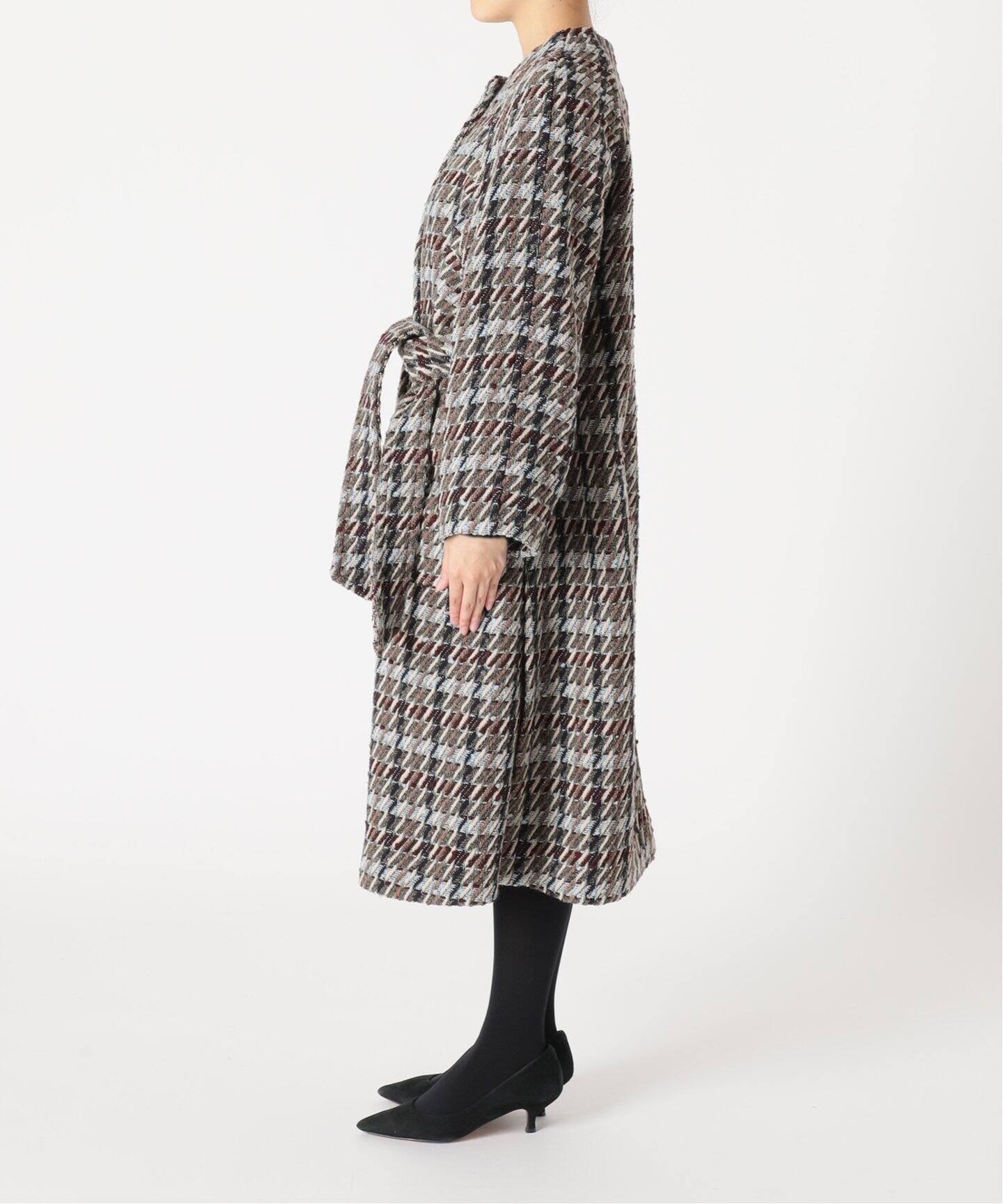 IENA LA BOUCLE GIOLICA ツイードクルーネックスリットコート（その他 