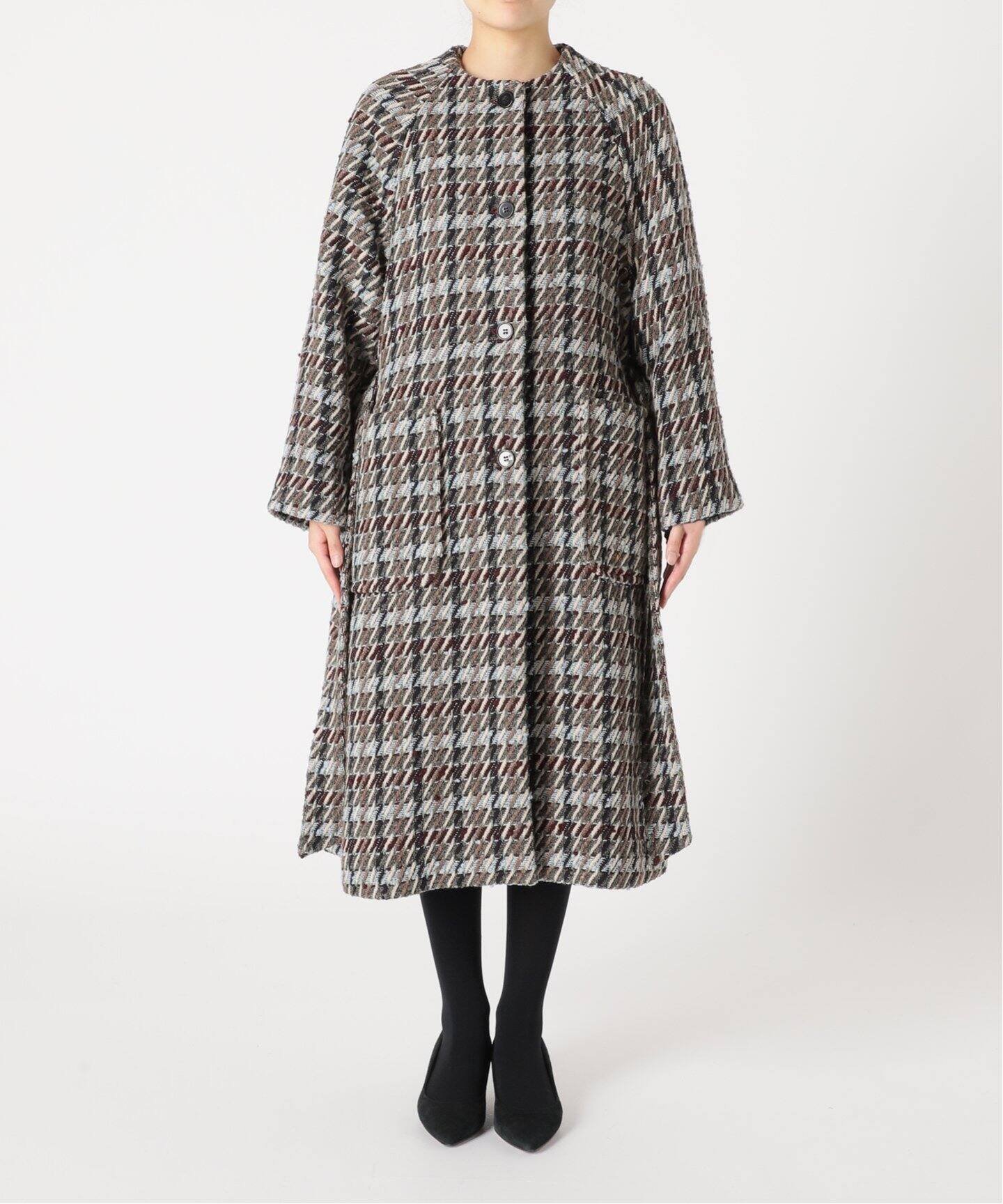 IENA LA BOUCLE GIOLICA ツイードクルーネックスリットコート（その他 