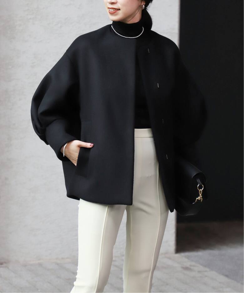 未着用 IENA ヴェルメイユパーイエナ バルーンスリーブコート 黒 うけ