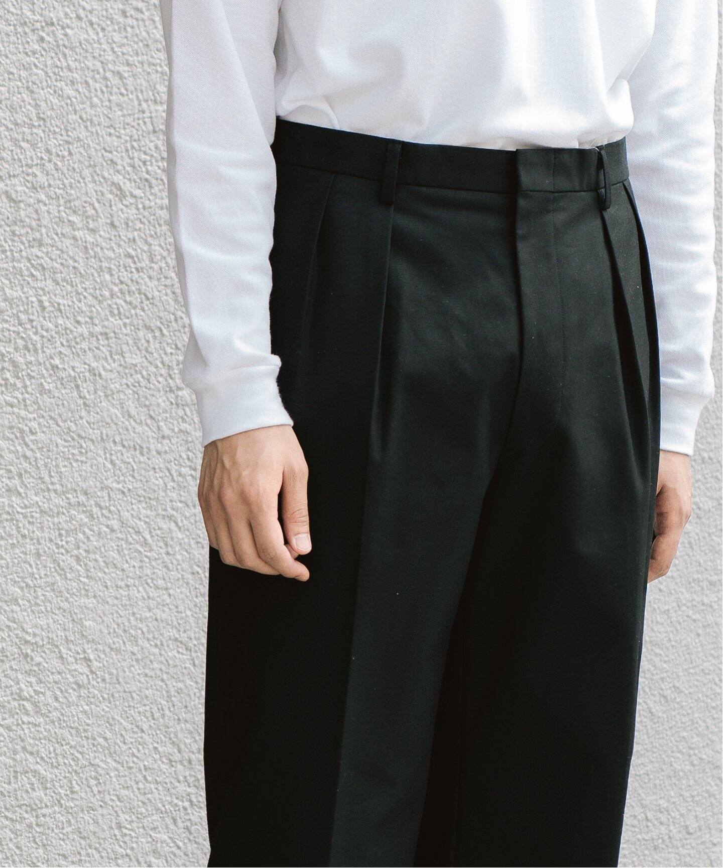 LE / エルイー】TWO TUCK Cotton Pants（スラックス）｜L