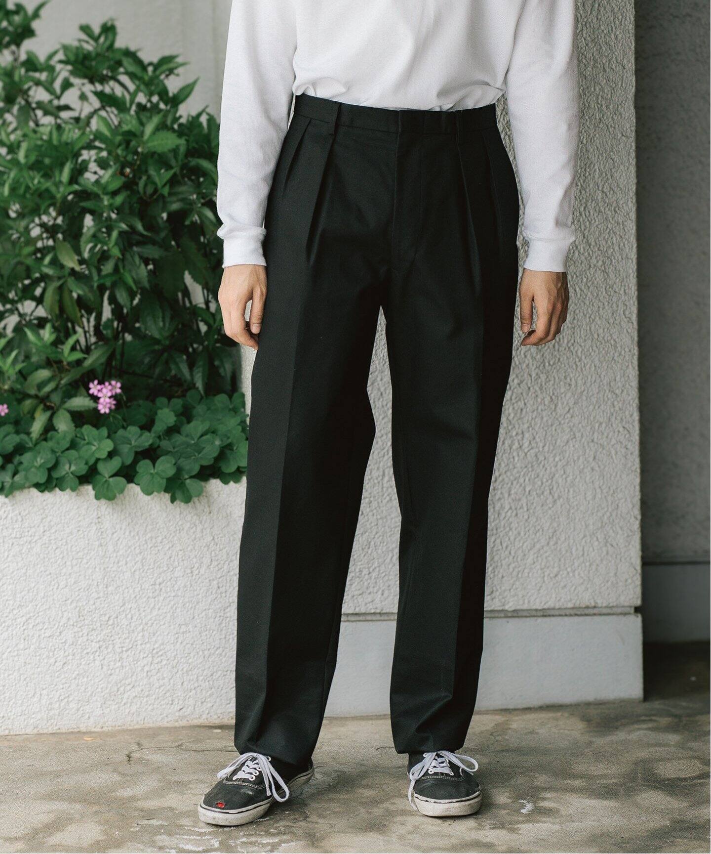LE / エルイー】TWO TUCK Cotton Pants（スラックス）｜L