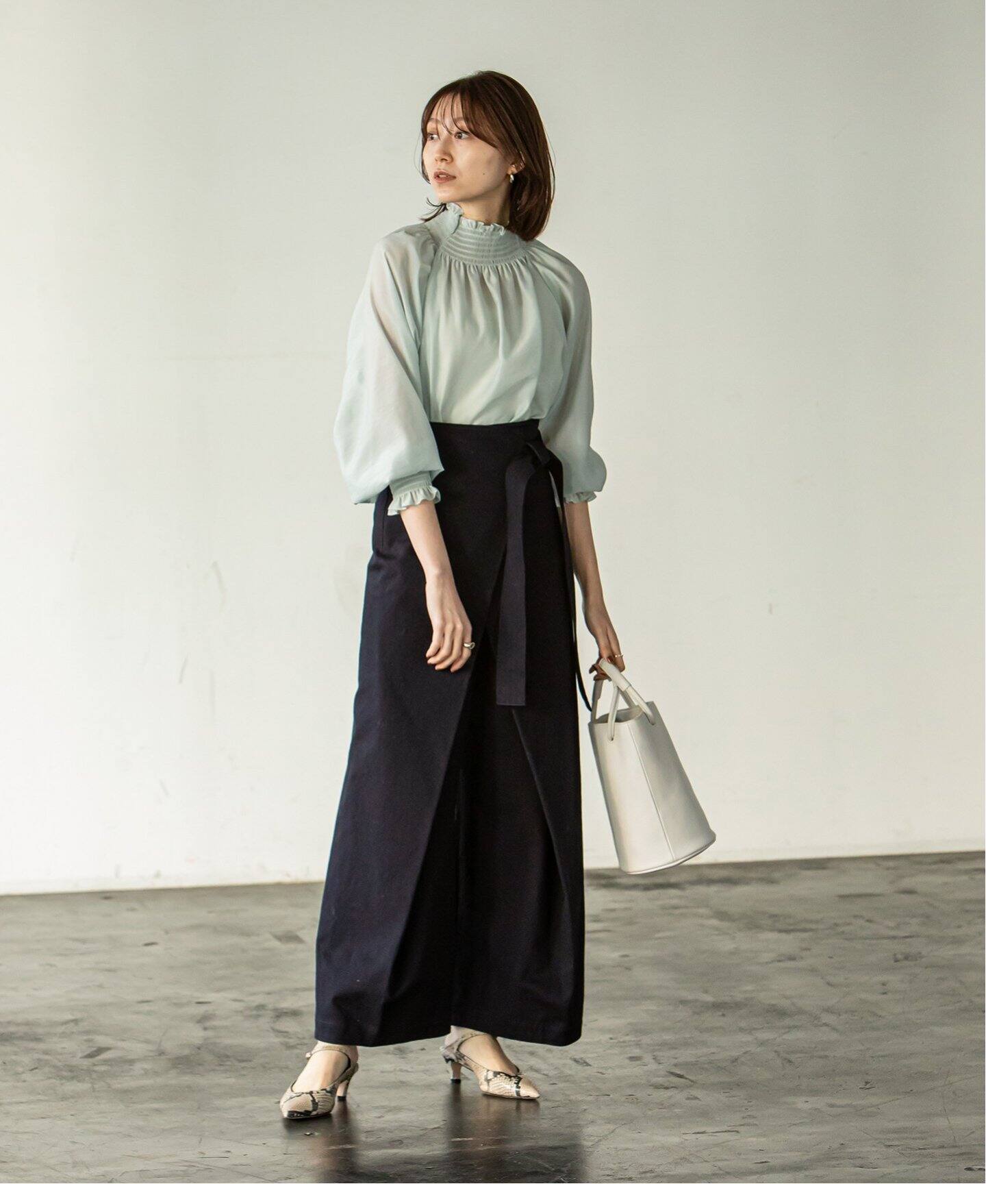 クラシックツイルフロントラップワイドパンツ◇|NOBLE(ノーブル ...