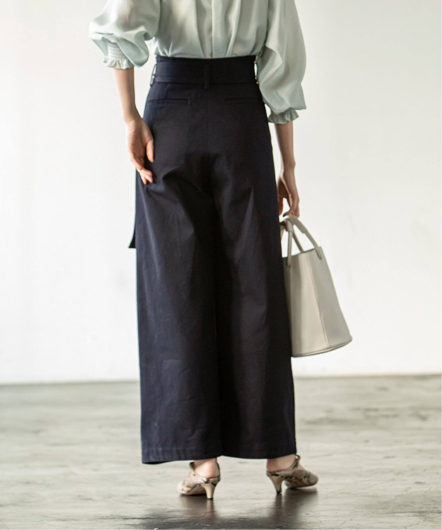 クラシックツイルフロントラップワイドパンツ◇|NOBLE(ノーブル ...