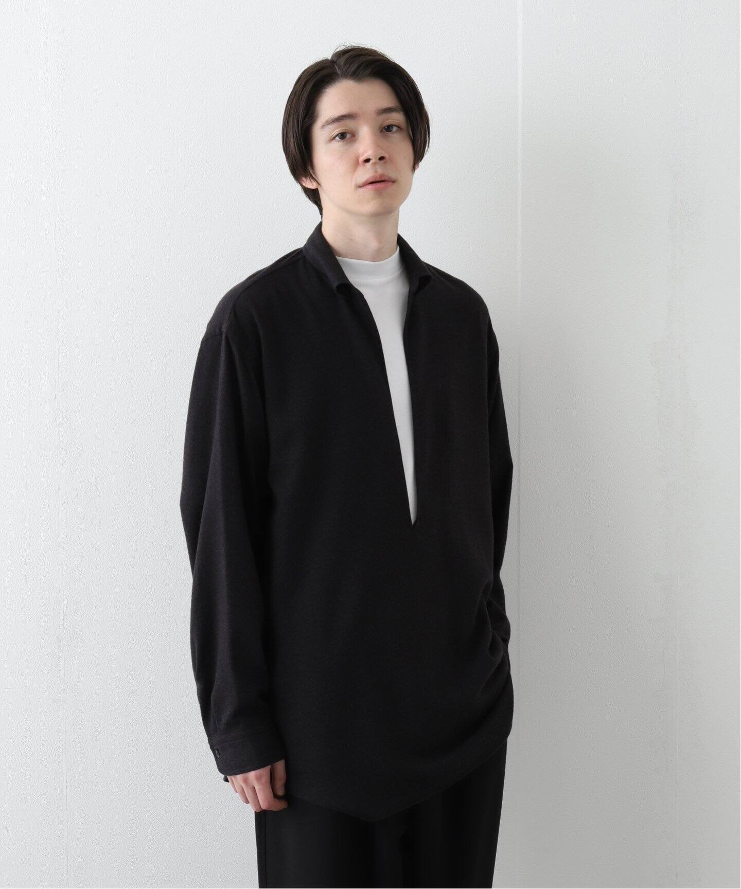 COMOLI / コモリ】 ウールビエラ スキッパーシャツ（シャツ／ブラウス  