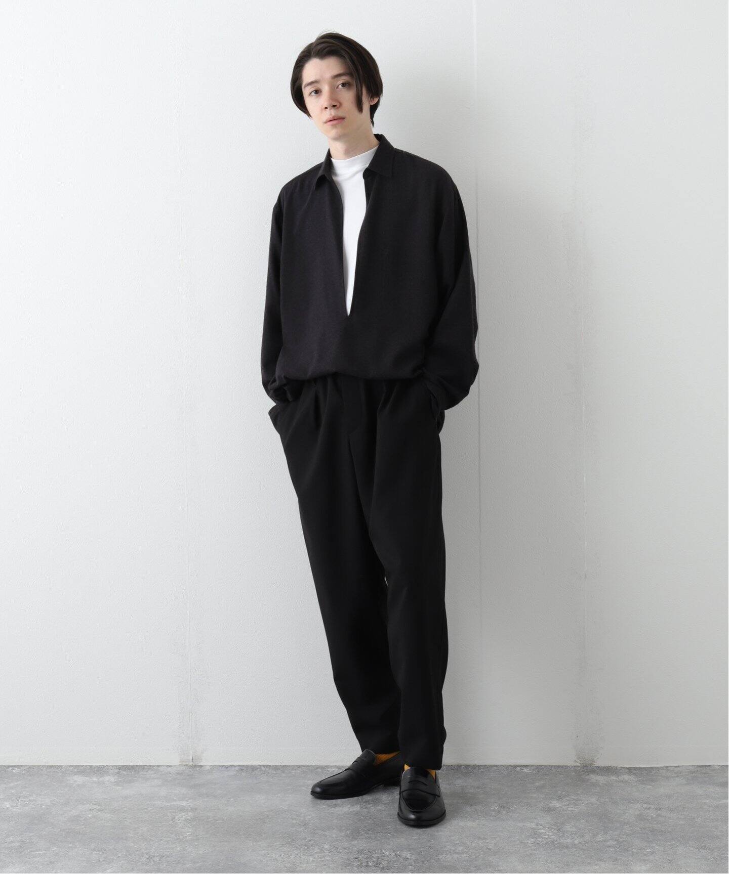 1】comoli 紐解ける コモリ23AWウールビエラスキッパーシャツ