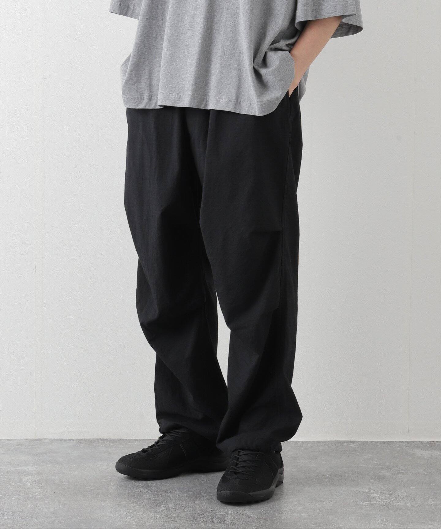 COMOLI ウール ニータックパンツ, Charcoal – Navyblue｜ワークパンツ 