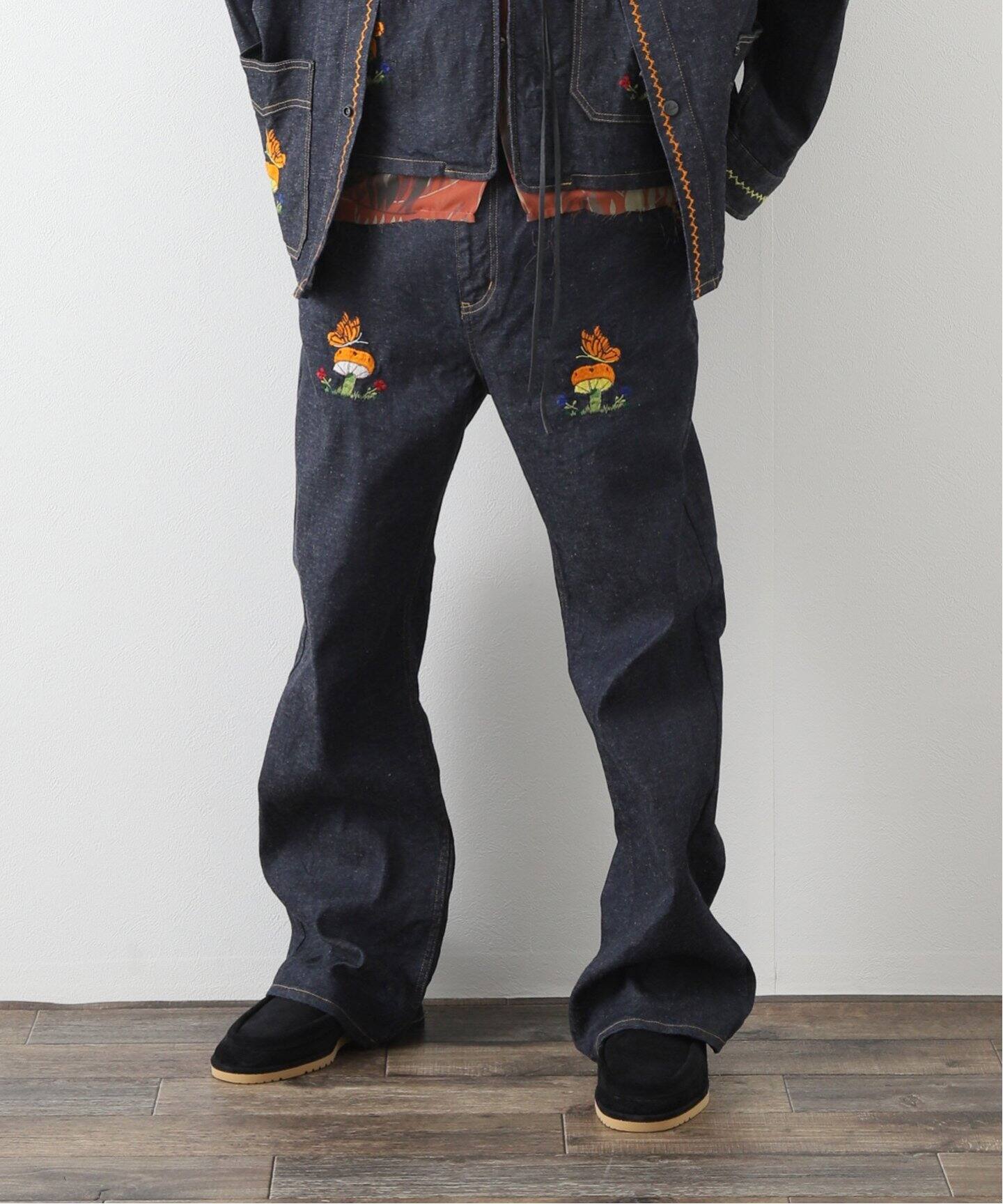 NEEDLES / ニードルズ】 10.5OZ C/L/PU DENIM PM EMB. BOOT-CUT 