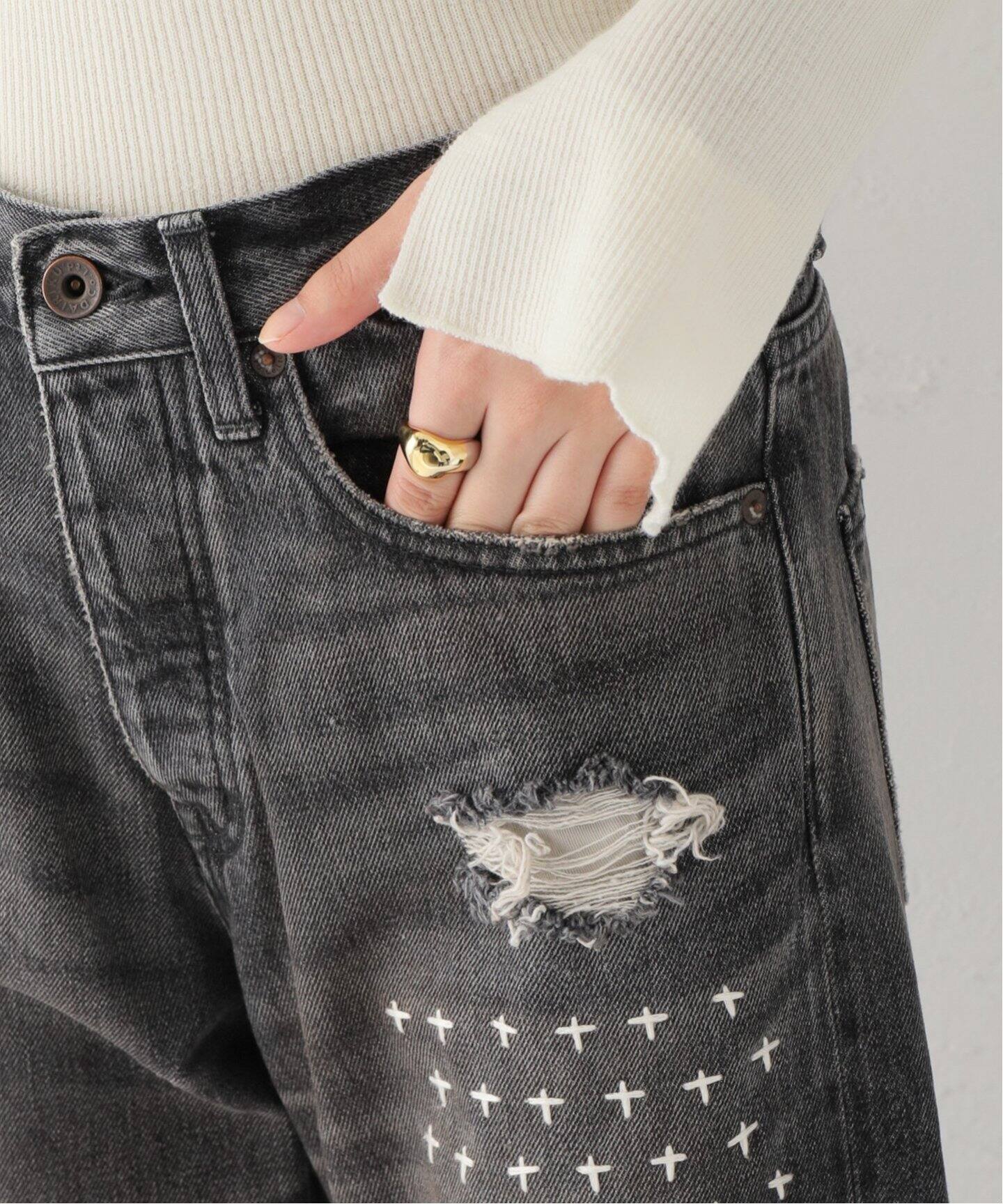 DAIRIKU / ダイリク】 StraightCross Embroidery Vintage（デニム 