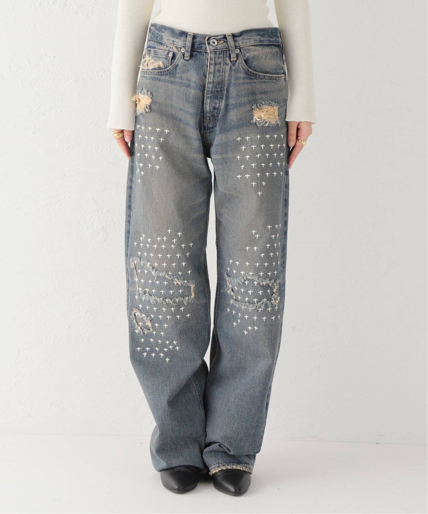 DAIRIKU / ダイリク】 StraightCross Embroidery Vintage（デニム 
