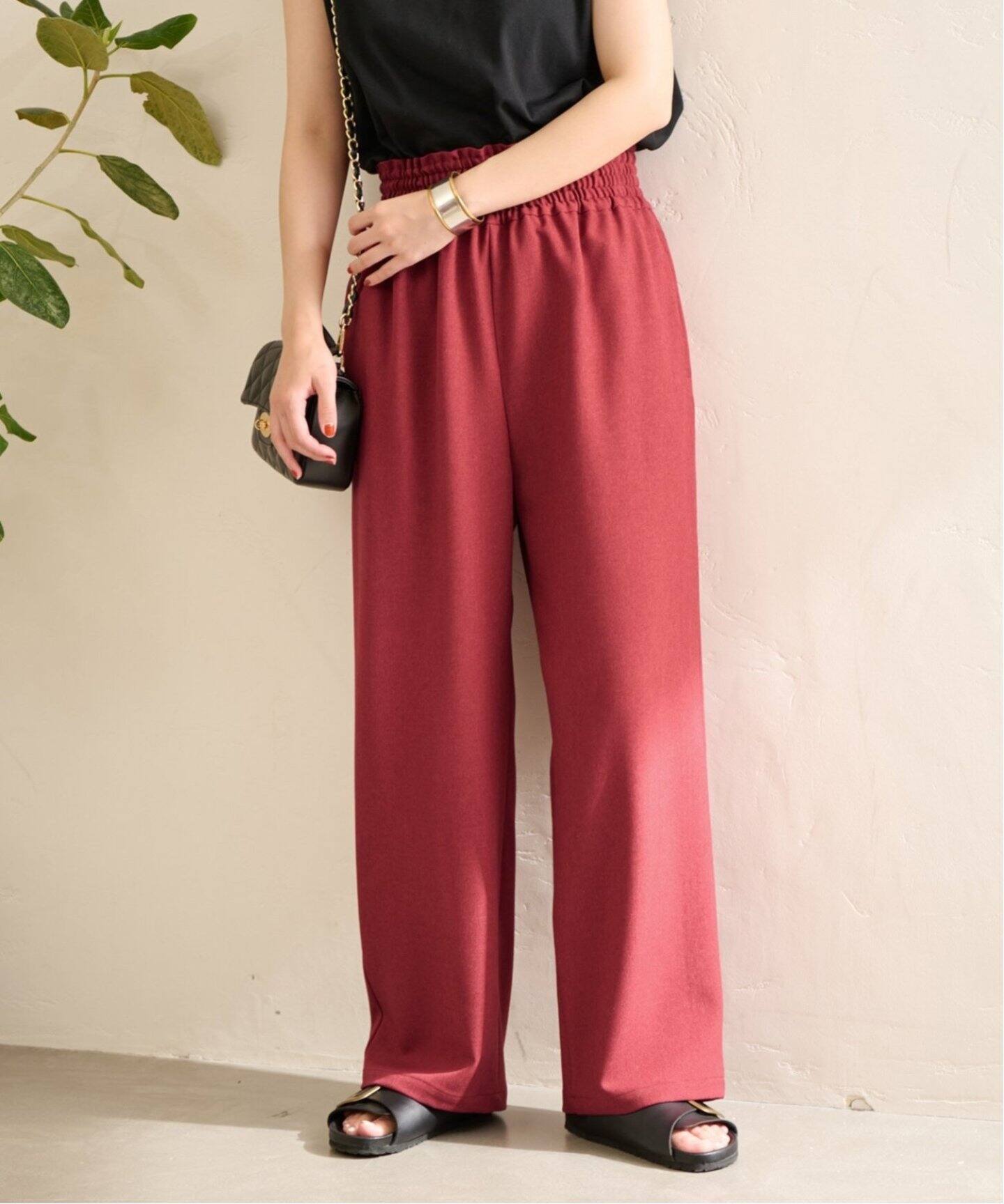 アウトレットEC販売禁止※《追加》ウールライクストレッチワイドパンツ  