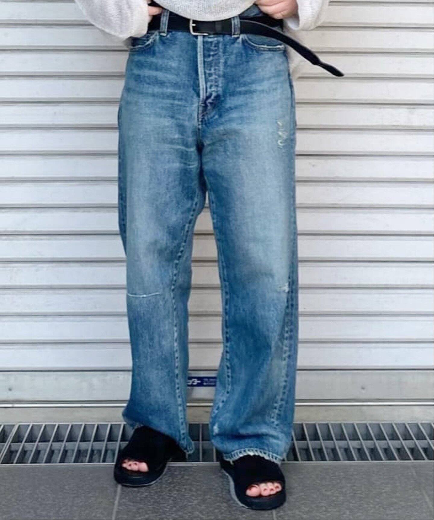 13OZデニムクラッシュダメージパンツ（デニムパンツ・ジーンズ 