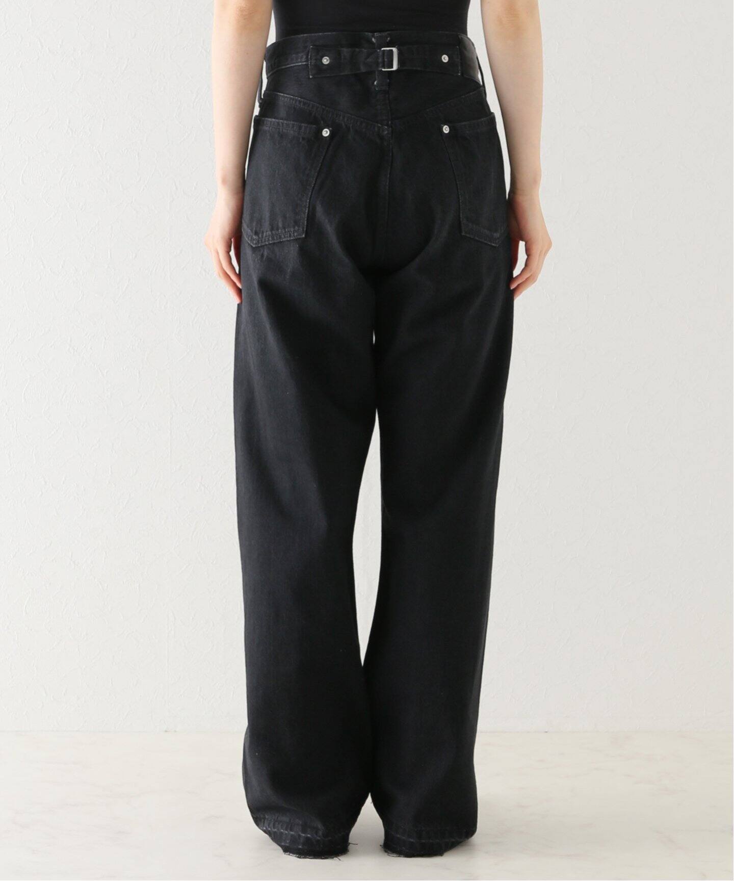 ES:S / エス】 CINCH BACK BAGGY JEANS(BLACK)（デニムパンツ 