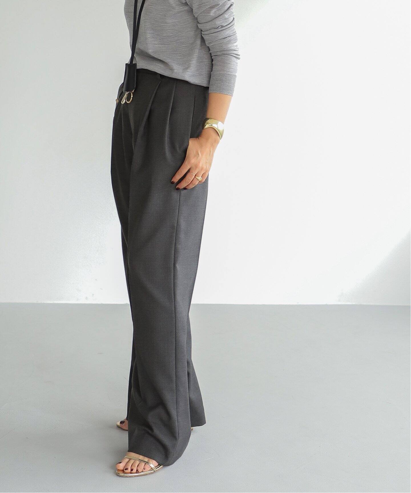 WOOL SERGE タックパンツ GRY（スラックス）｜Deuxieme Classe  