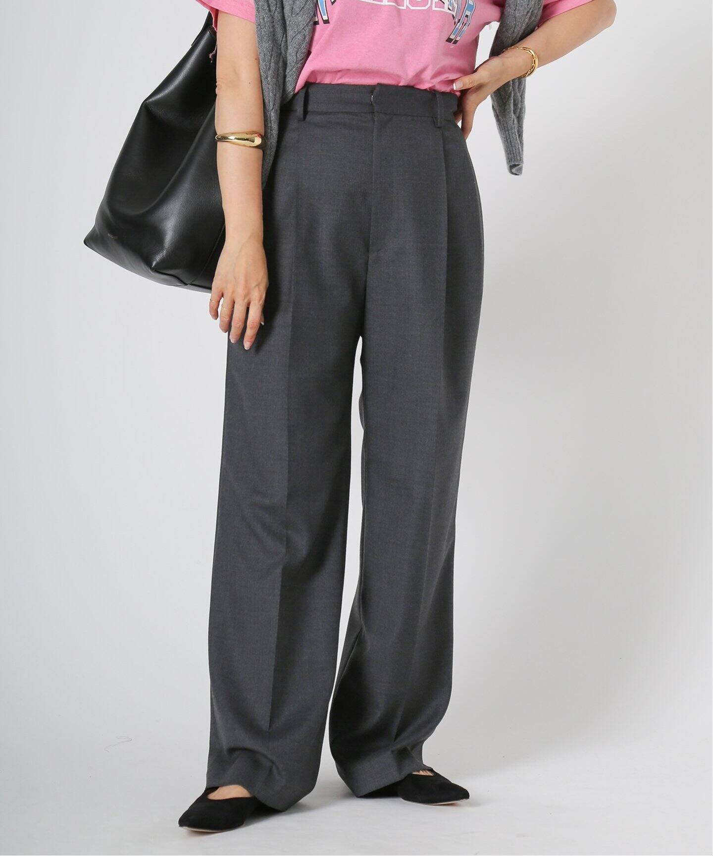 WOOL SERGE タックパンツ GRY（スラックス）｜Deuxieme Classe  